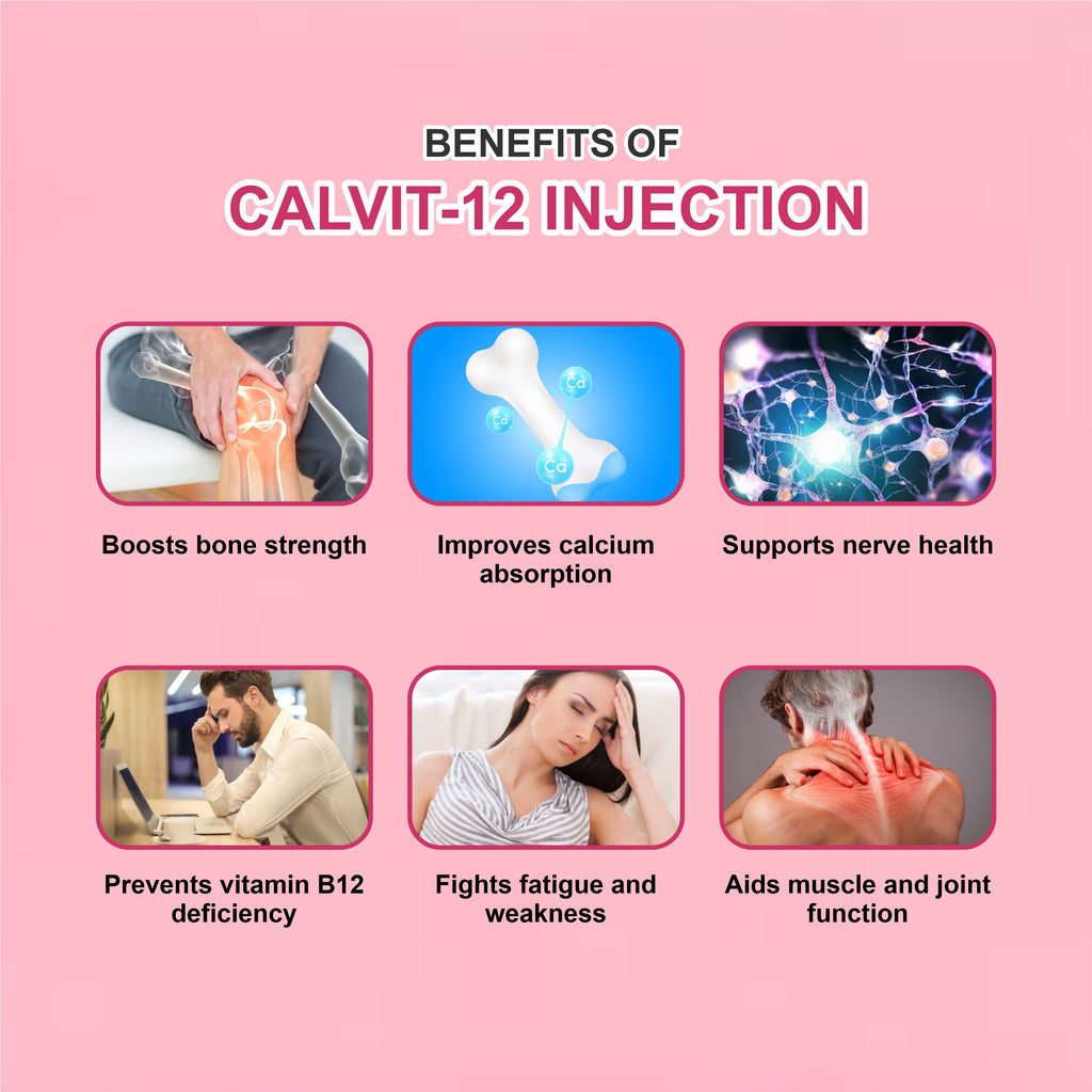 Calvit 12 Injection 15ml – Advanced Nutritional Support for Bone Health, Immunity & Energy (Pack of 6)