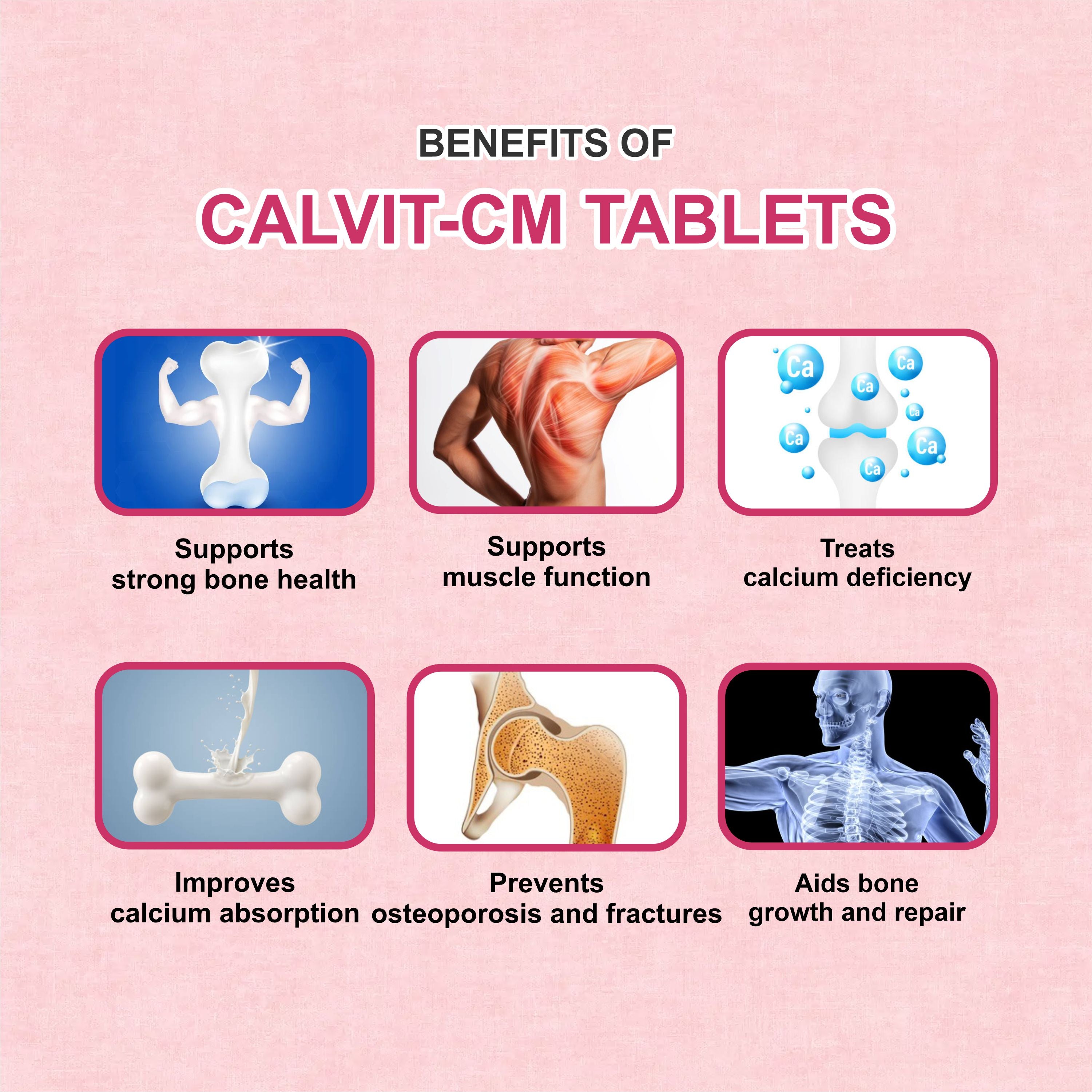 Calvit-CM Tablet – Complete Bone & Joint Support Formula (Pack of 2 Strip)