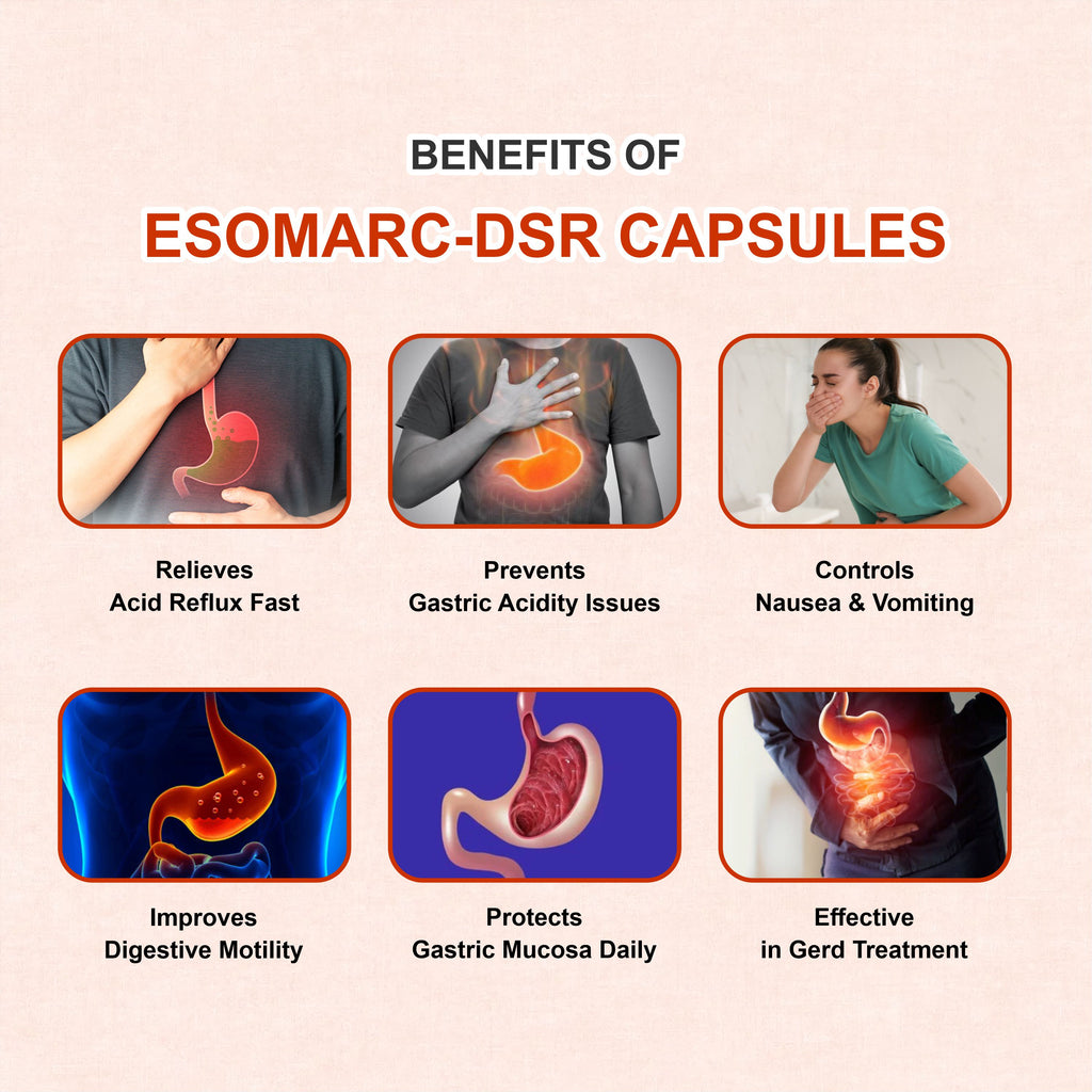 Esomarc DSR Capsule – Dual Relief for Acidity & Digestion Problems ( Pack of 2 Strip)