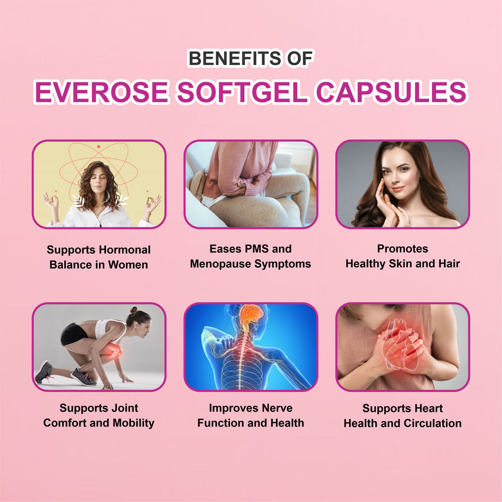 Everose Evening Primrose Oil Softgel Capsule – Skin, Hormonal Balance & Women's Wellness