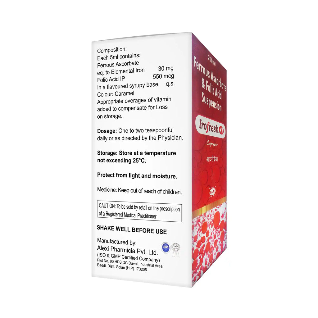 Irofresh XT Iron, Folic Acid & Vitamin B12 Syrup – Complete Blood Health & Anaemia Support