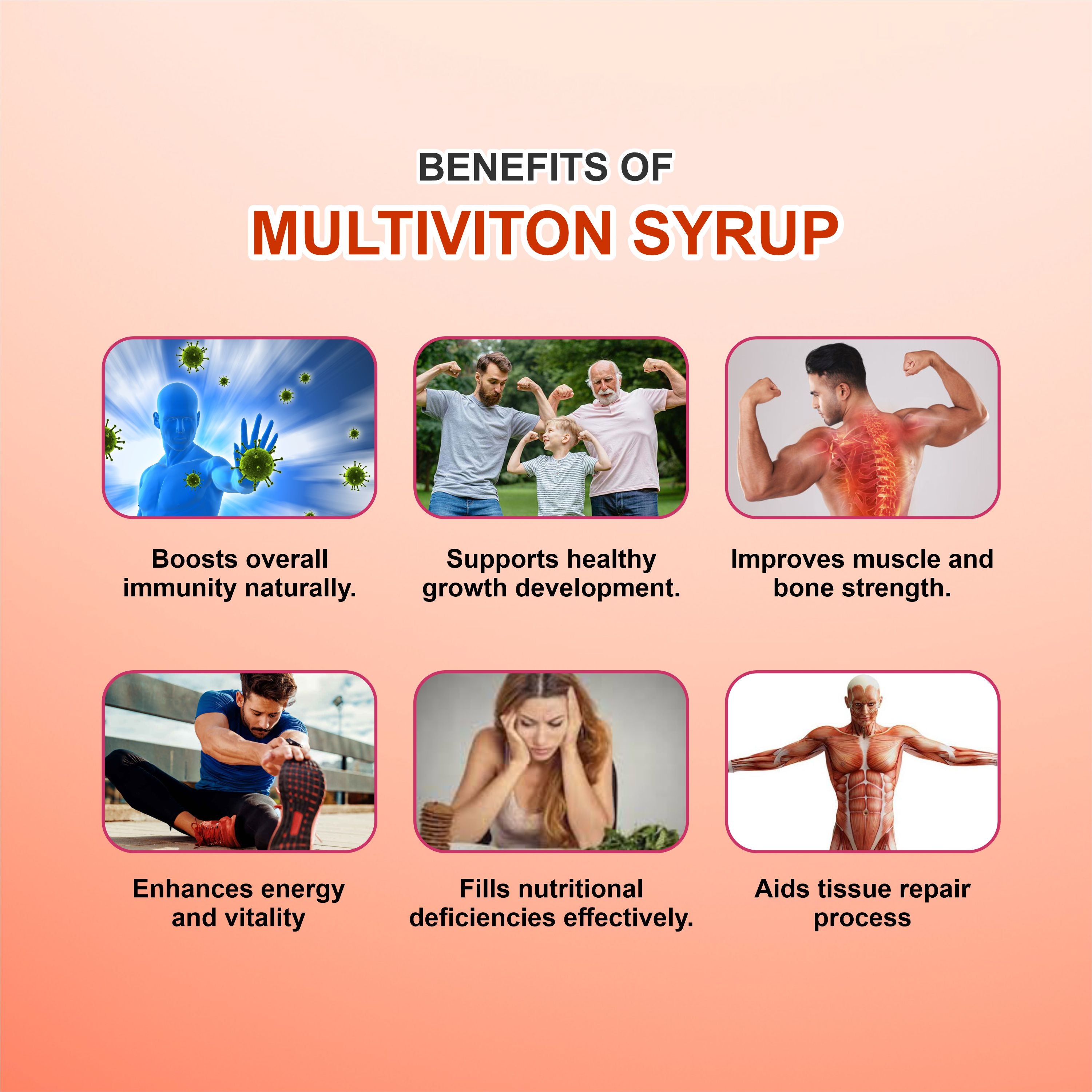 Multiviton Syrup – Daily Multivitamins & Minerals with L-Lysine for Growth, Immunity & Energy