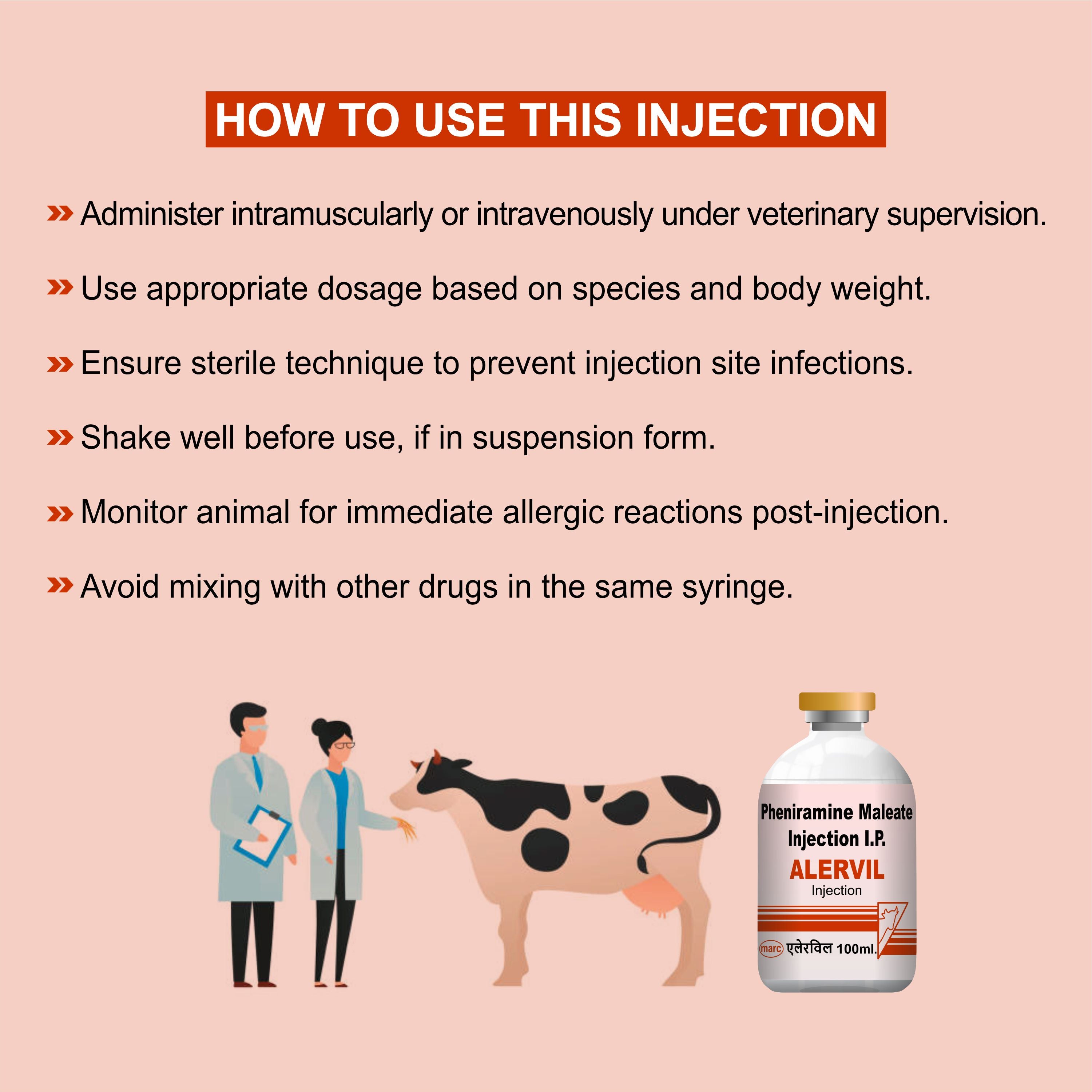 Marc Alervil Injection 100ml (64Unit) – Fast-Acting Veterinary Antiallergic & Antihistamine Solution for Livestock & Pets