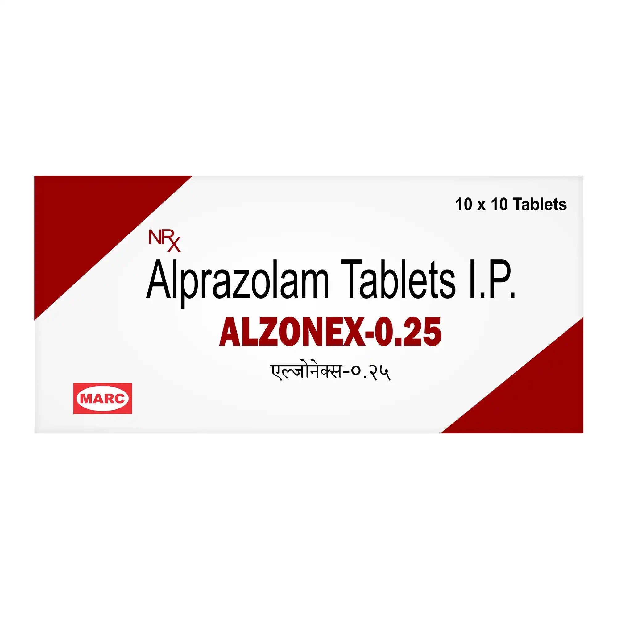 Alzonex 0.25mg Alprazolam Tablet – Mild Anxiety & Stress Relief