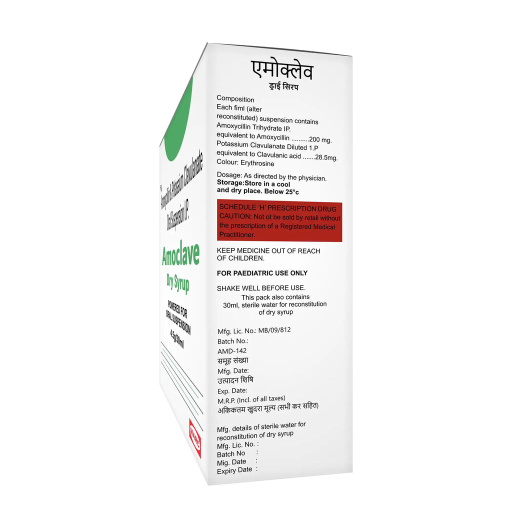Amoclave Amoxicillin & Clavulanate Dry Syrup – Pediatric Antibiotic for Ear, Throat & Chest Infections