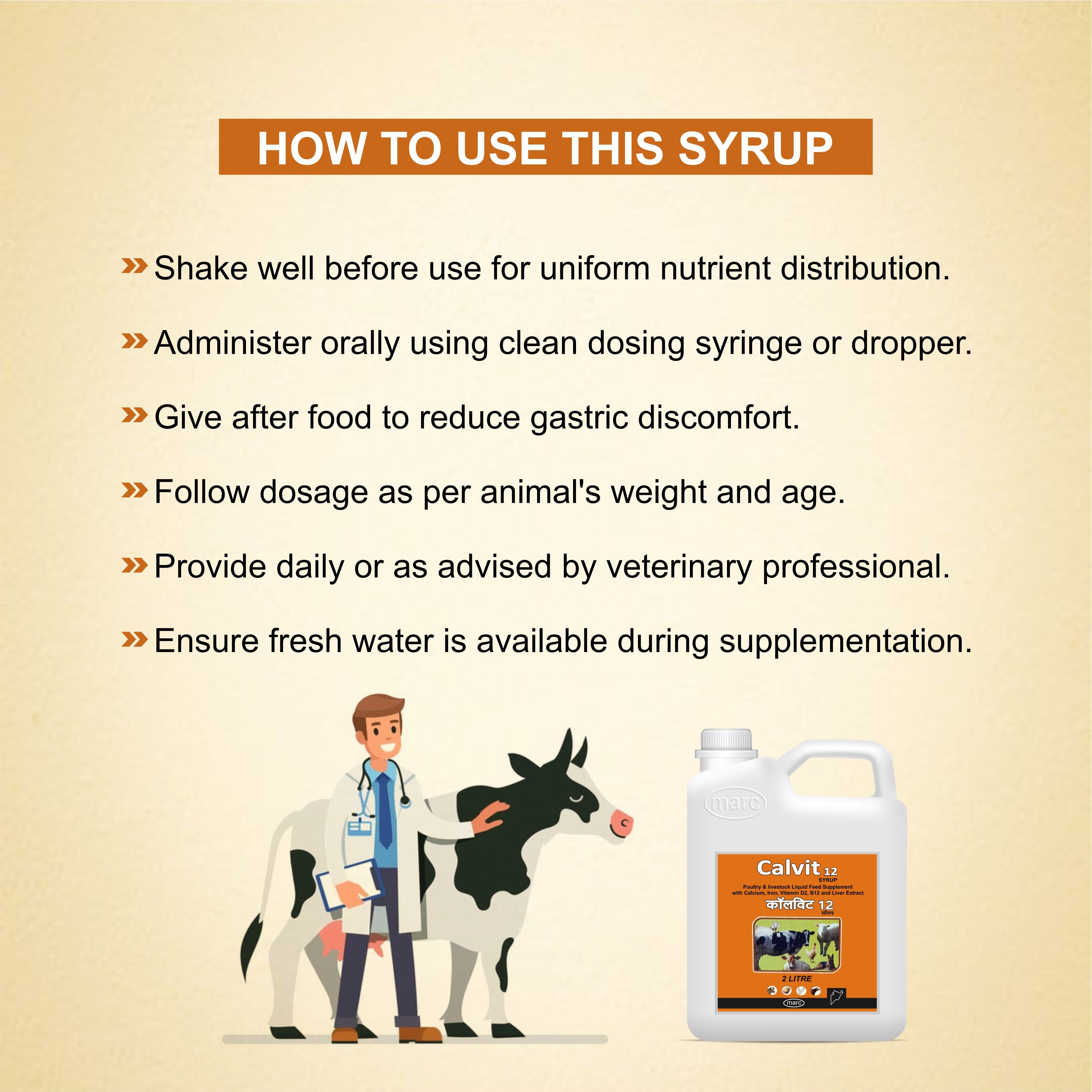 Marc Calvit 12 Syrup 2Lt – Calcium, Iron & Vitamin Supplement for Livestock