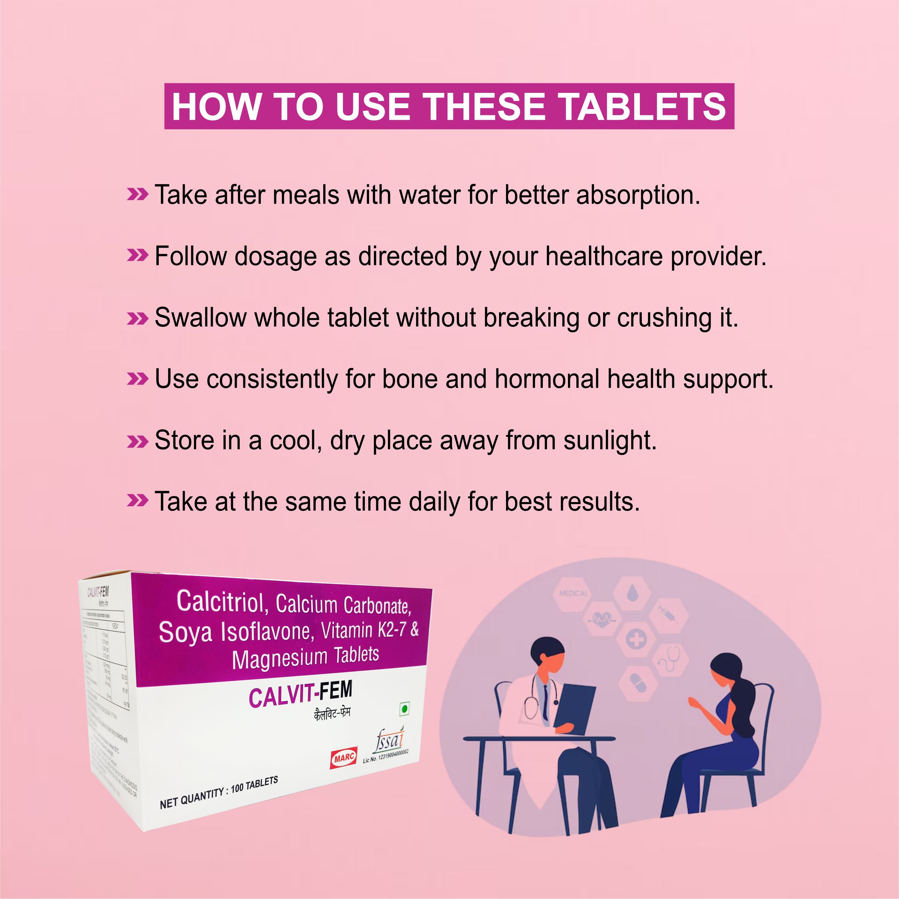 Calvit FEM Calcium & Vitamin D3 Tablet – Bone Health & Calcium Deficiency for Women