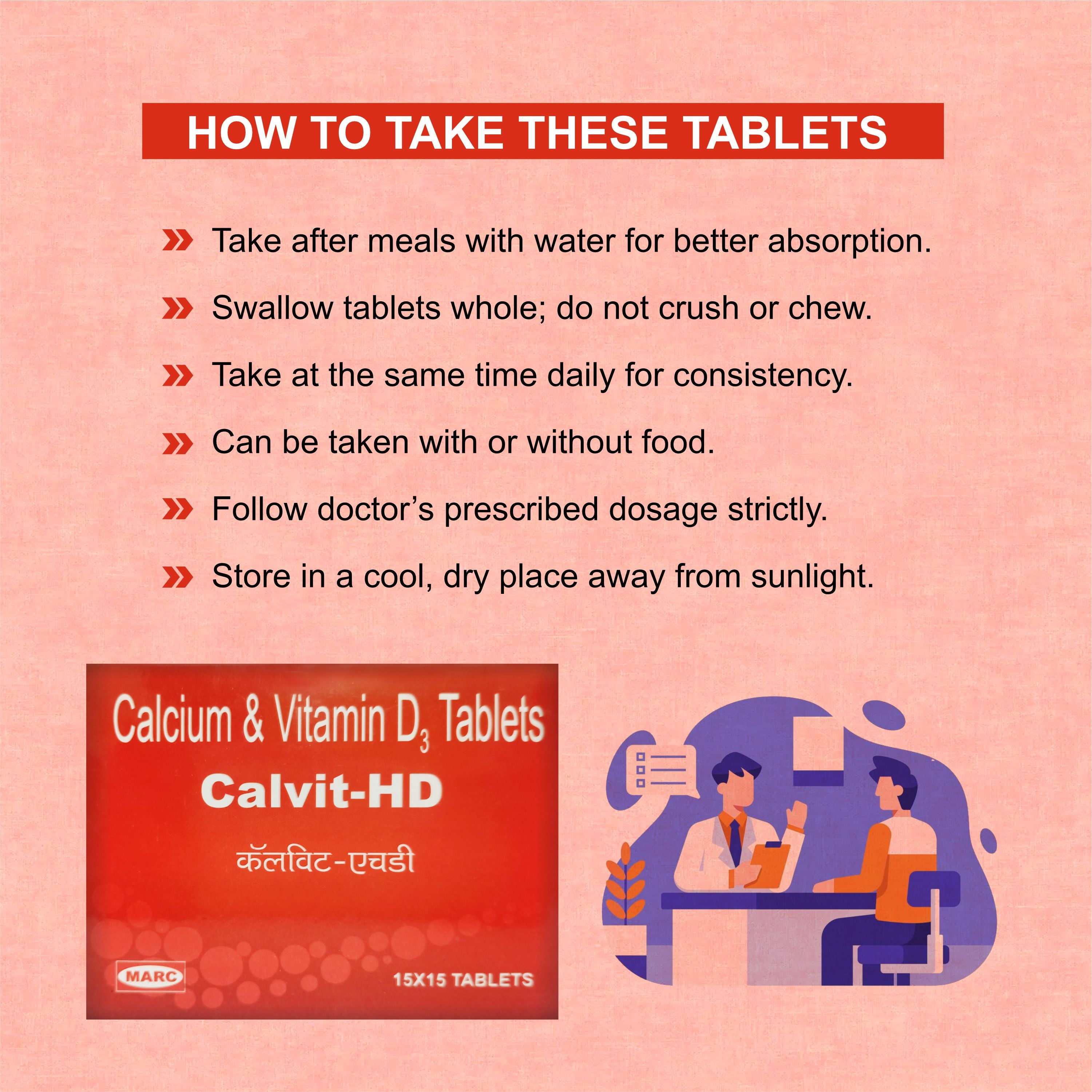 Calvit HD Tablet – Premium Calcium & Vitamin D3 Supplement for Strong Bones & Teeth (Pack of 2 Strip)