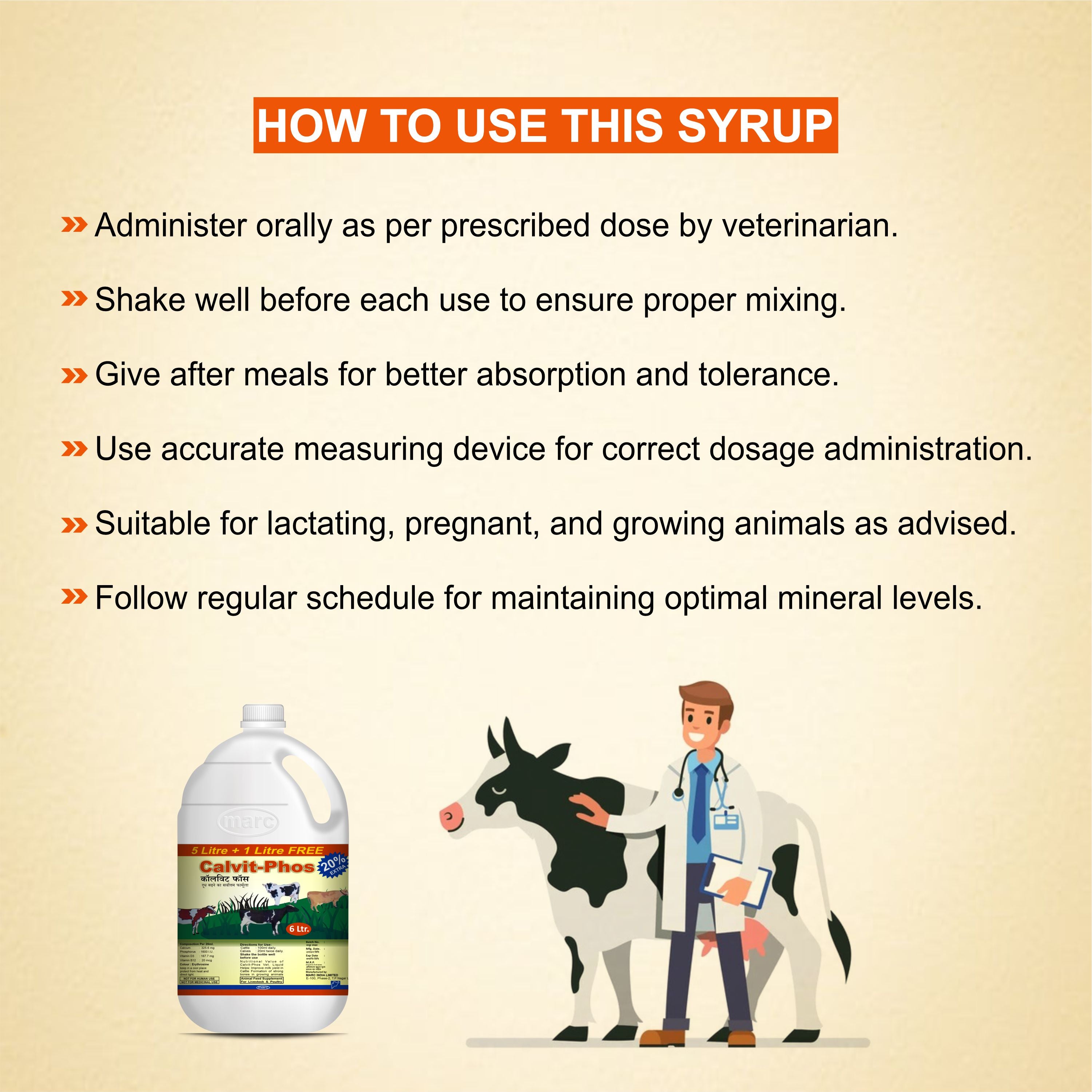Calvit Phos Syrup 6ltr – Liquid Calcium & Phosphorus with Vitamins D3 & B12 for Livestock
