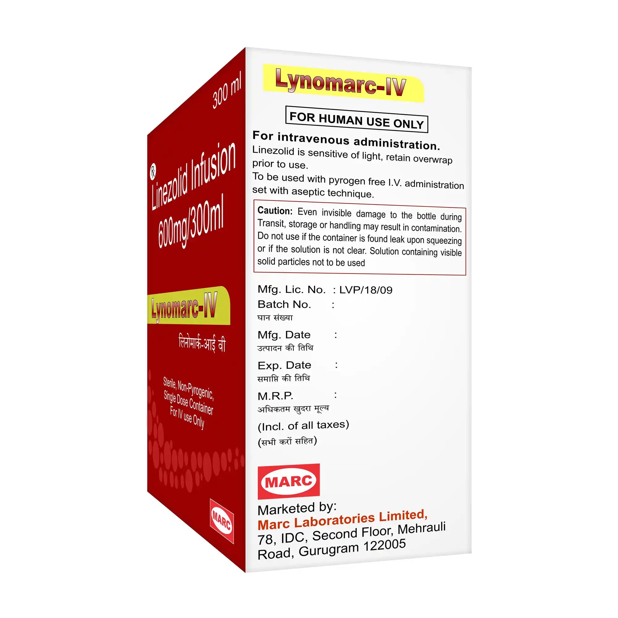 Lynomarc IV Linezolid Infusion – Hospital IV Antibiotic for MRSA & Drug-Resistant Infections