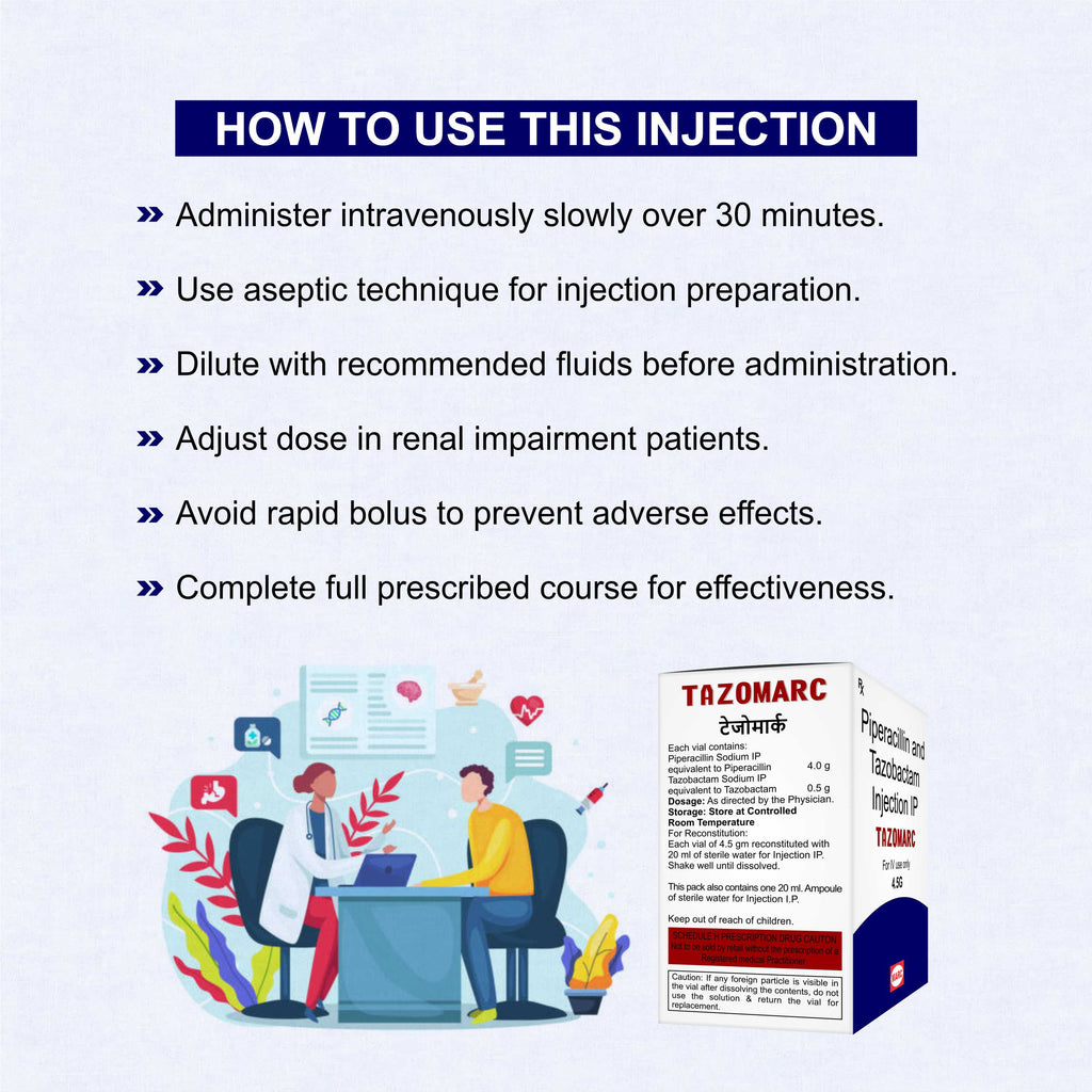 Tazomarc Piperacillin & Tazobactam Injection – Broad-Spectrum IV Antibiotic for Hospital Infections