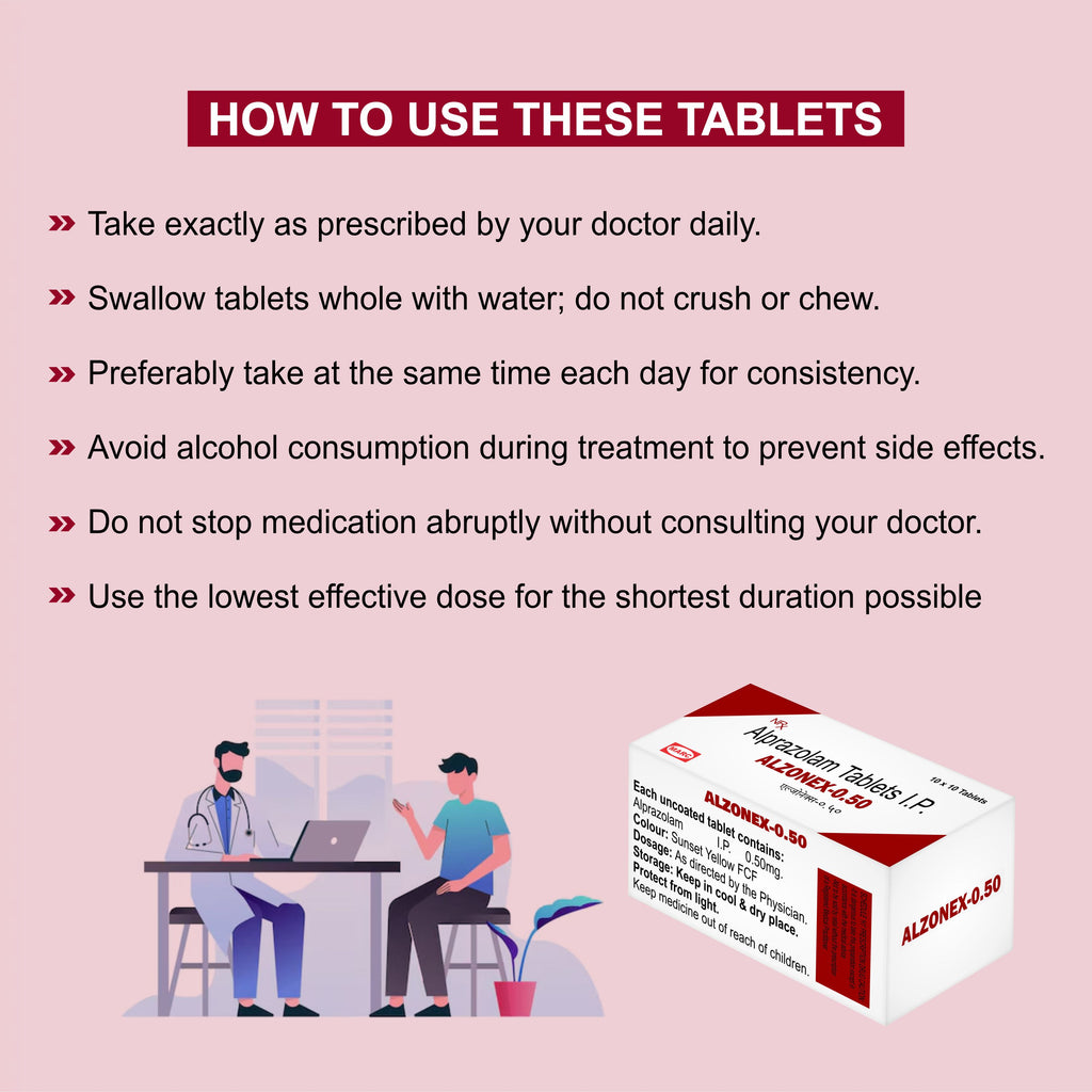 Alzonex 0.5mg Alprazolam Tablet – Moderate Anxiety, Panic Attacks & Sleep Disturbance