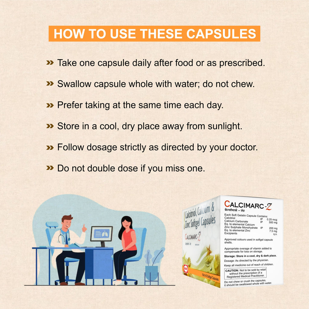 Calcimarc Z Tablets – Whole Bone & Immunity Support with Calcitriol, Calcium & Zinc(1Box)