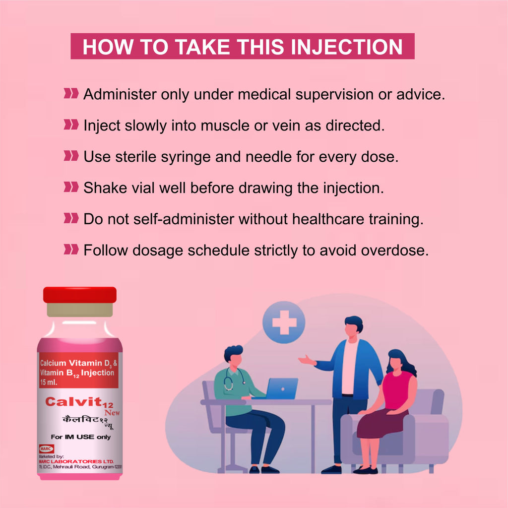 Calvit 12 Injection 15ml – Advanced Nutritional Support for Bone Health, Immunity & Energy (Pack of 6)