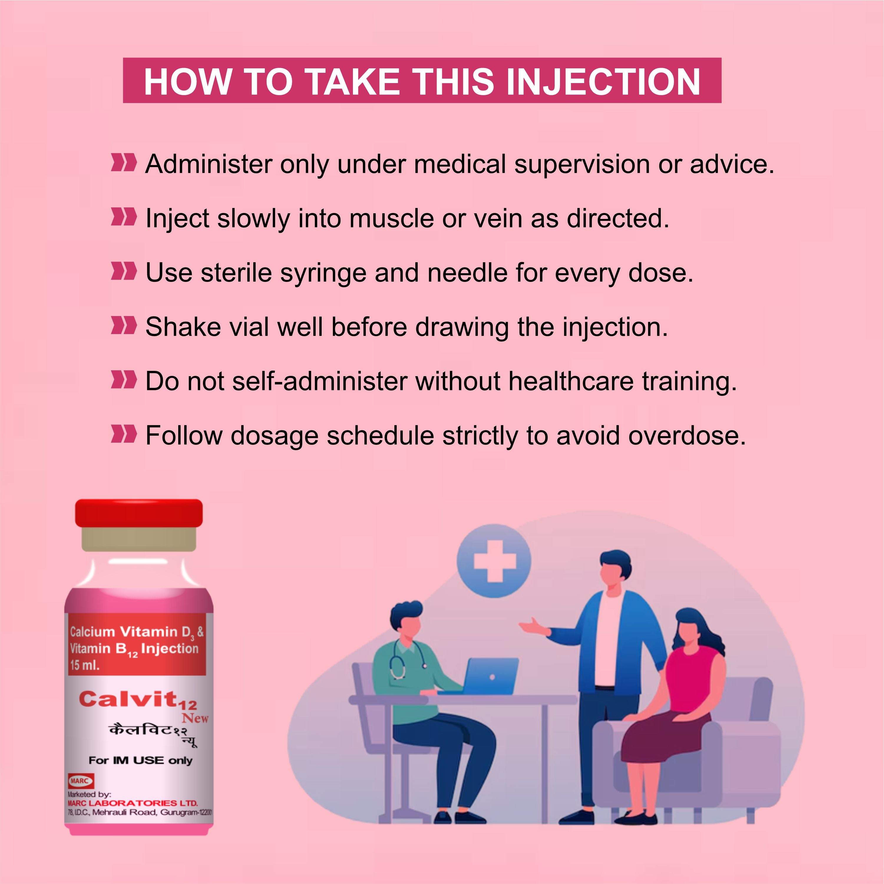 Calvit 12 Injection 15ml – Advanced Nutritional Support for Bone Health, Immunity & Energy (Pack of 6)