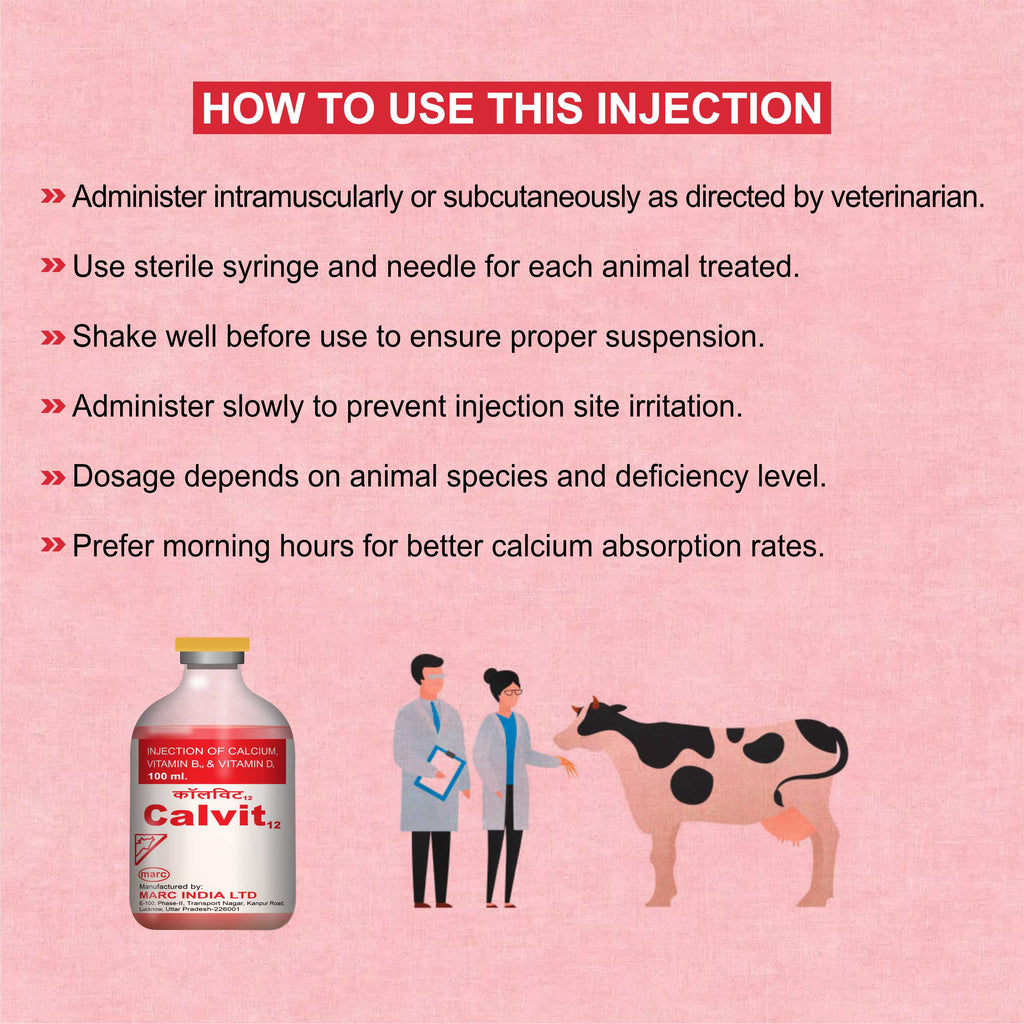 Marc Calvit 12 Injection 100ml – Calcium, Vitamin D3 & B12 Support for Livestock Health