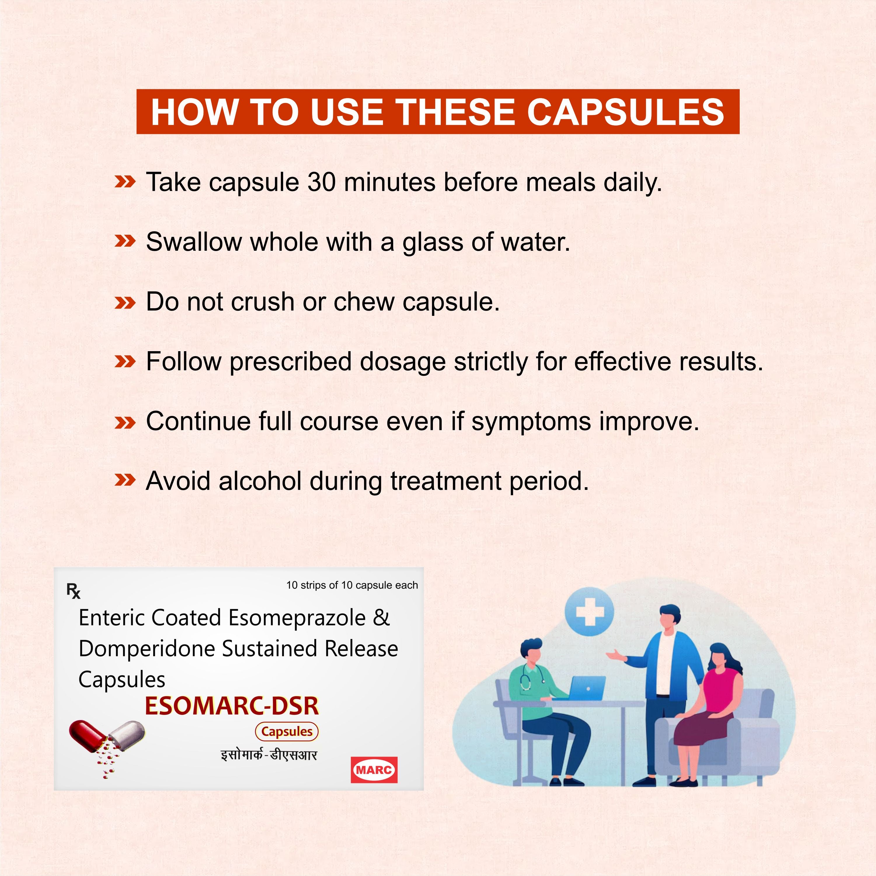 Esomarc DSR Capsule – Dual Relief for Acidity & Digestion Problems ( Pack of 2 Strip)