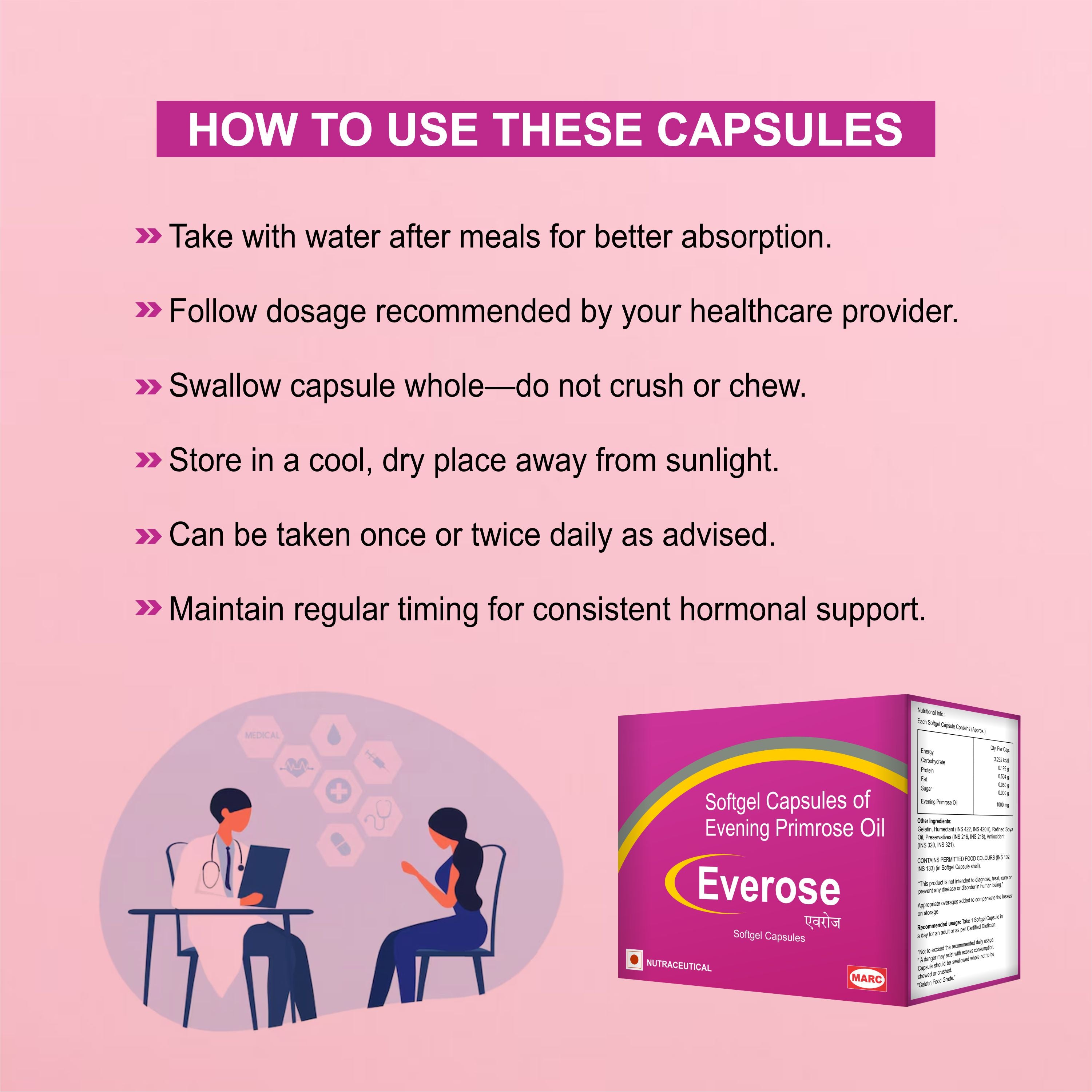 Everose Evening Primrose Oil Softgel Capsule – Skin, Hormonal Balance & Women's Wellness