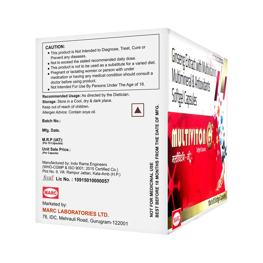 Multiviton G Multivitamin, Ginseng & Mineral Capsule – Energy, Stamina & Cognitive Support