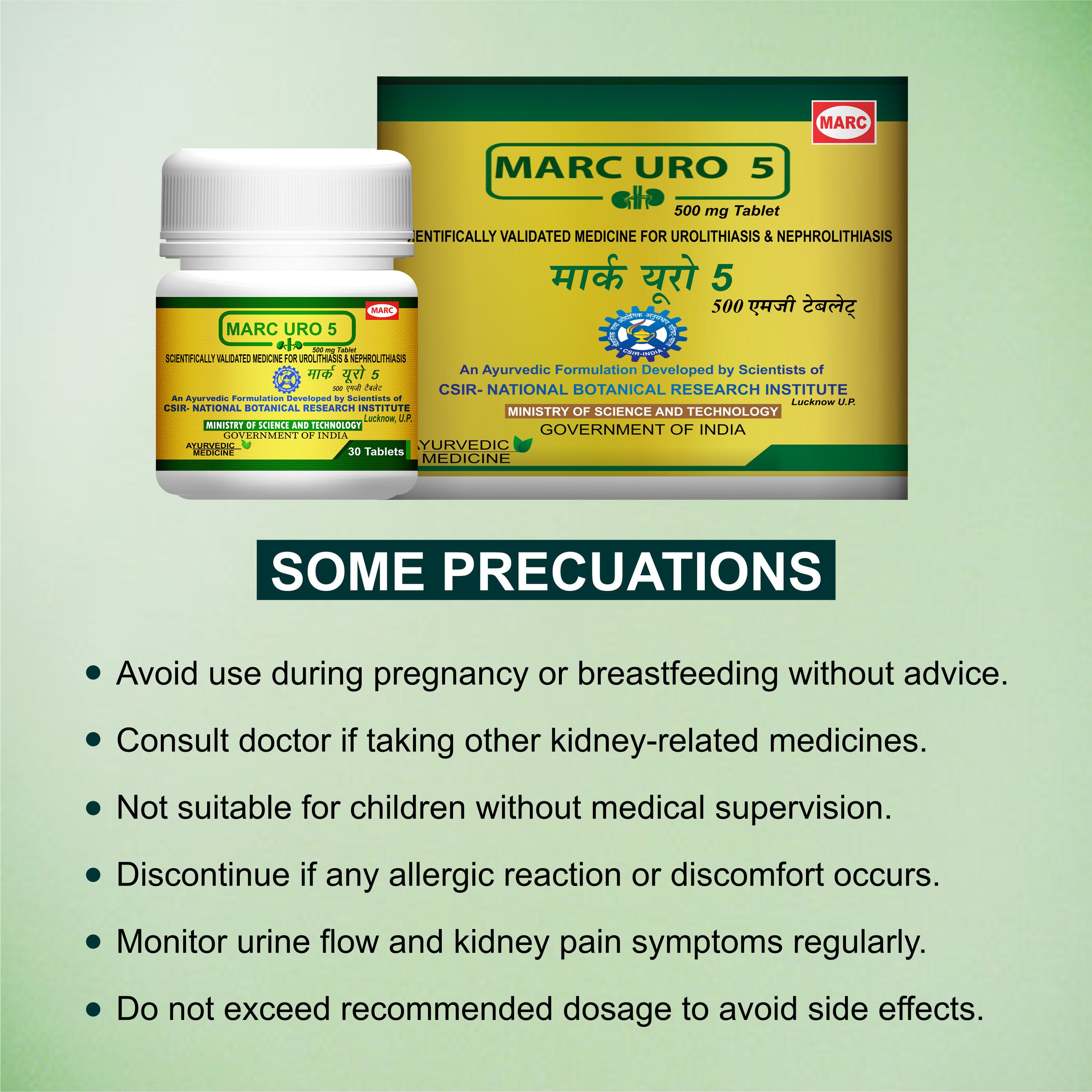 Marc URO 5 Pack of 6 – Ayurvedic Kidney Stone Dissolving & Urinary Tract Support Tablets
