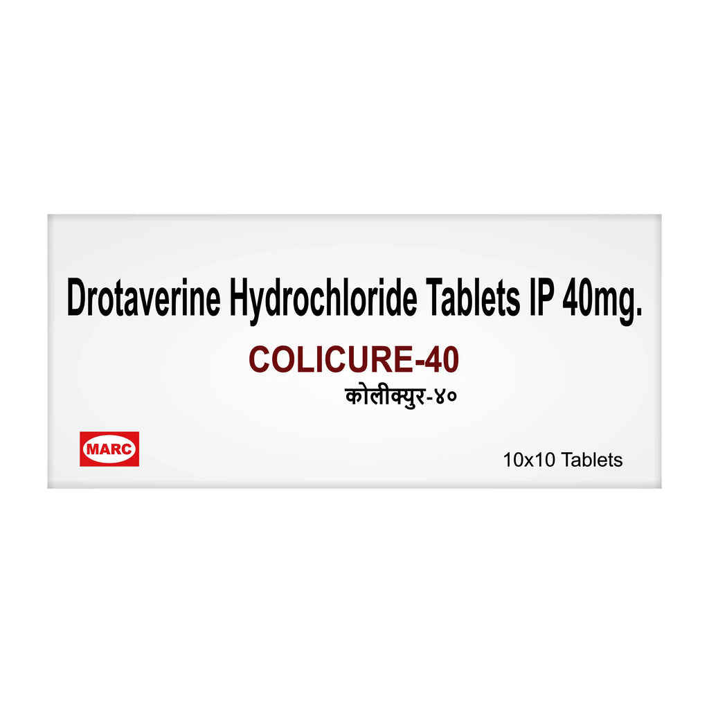 Colicure-40 Drotaverine 40mg Tablet – Mild Abdominal Cramps & Muscle Spasm Relief