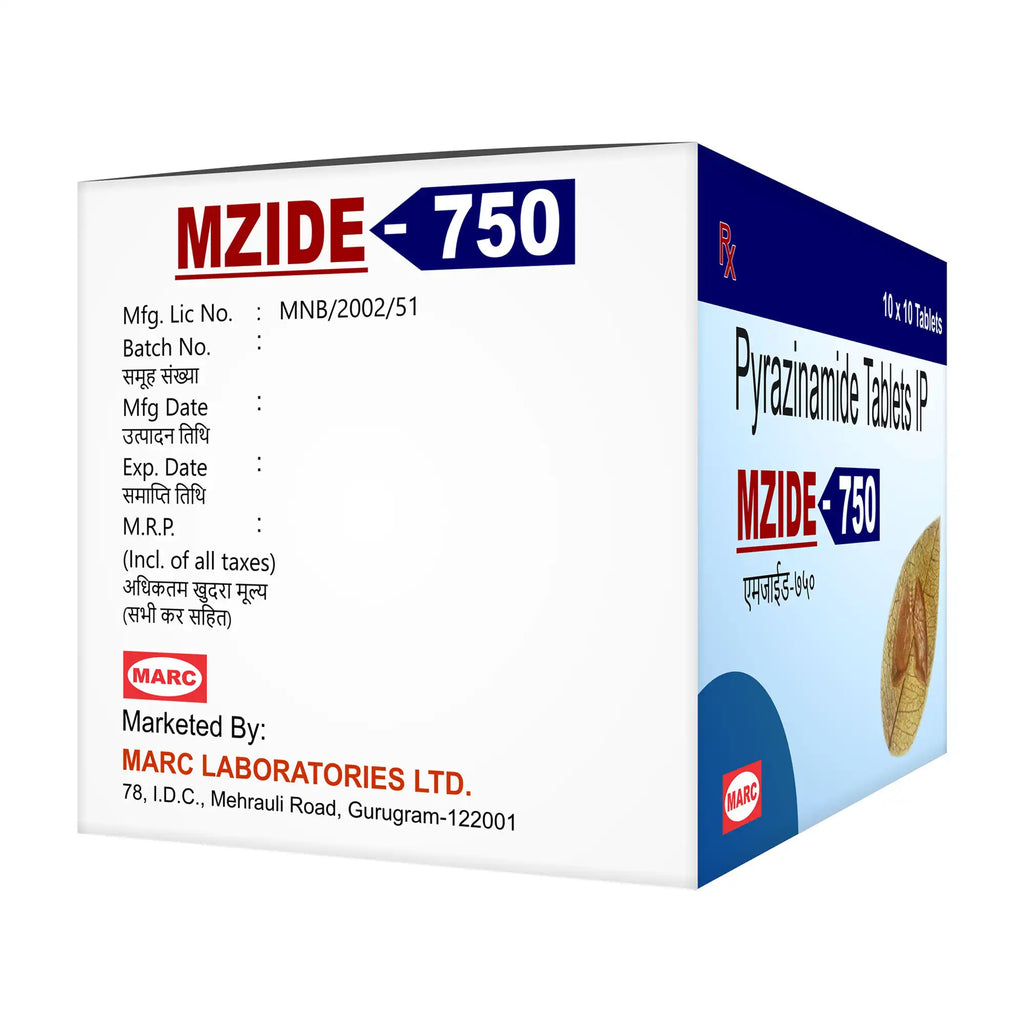 Mzide 750 Tablet – Pyrazinamide 750mg for Tuberculosis (TB) Treatment