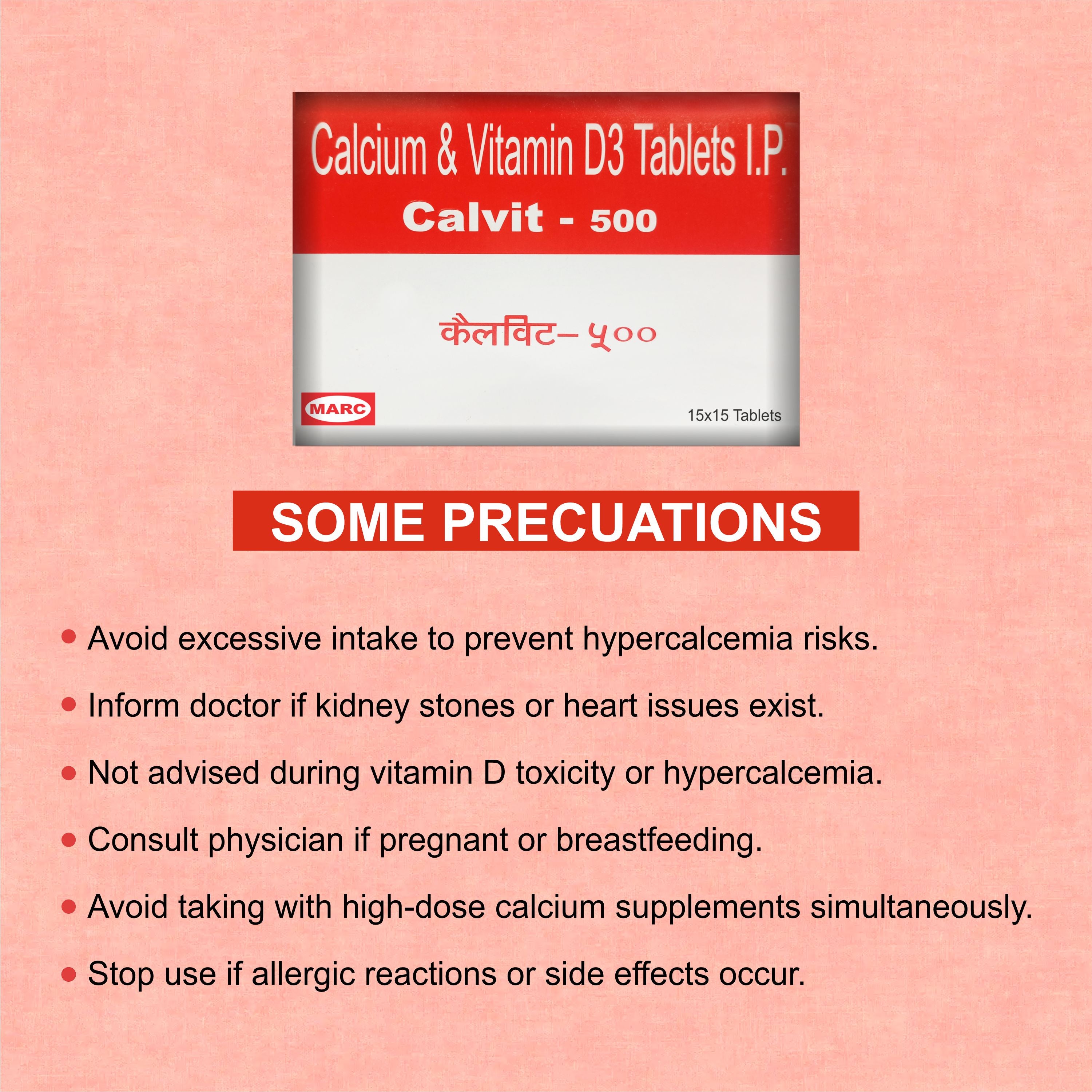 Calvit 500 Tablets – Calcium & Vitamin D3 for Bone Strength and Energy (Pack of 2 Strip)