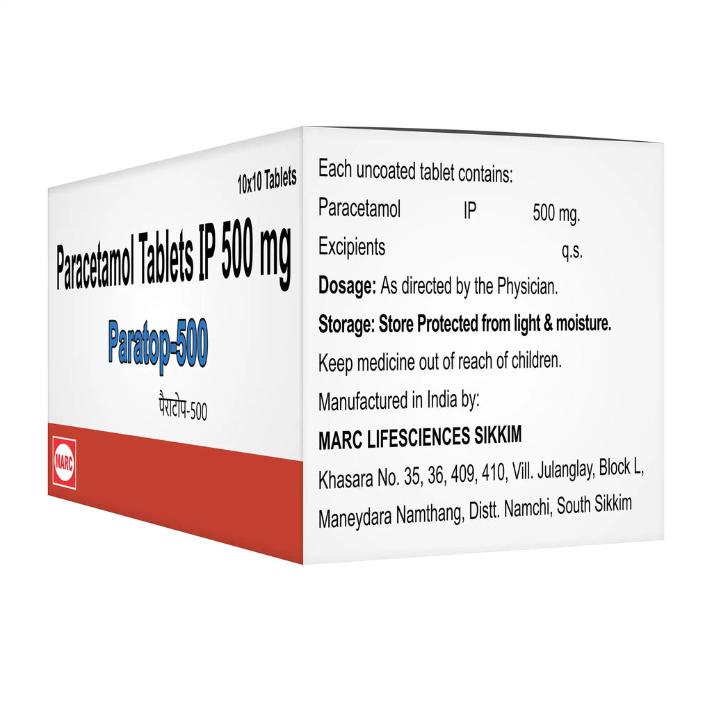 Paratop-500 Paracetamol 500mg Tablet – Fever, Headache & Mild Body Pain Relief