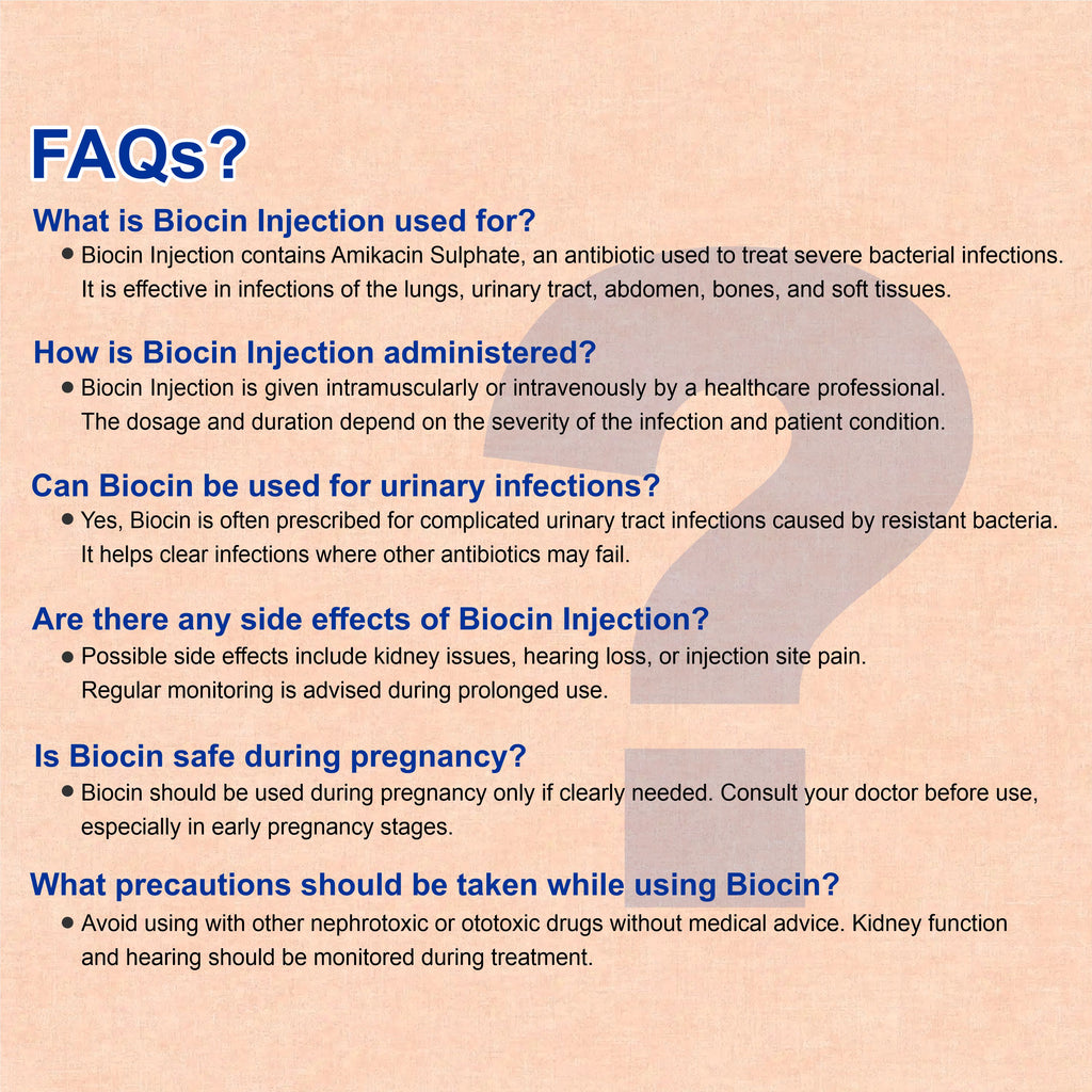 Biocin Injection 500mg – Aminoglycoside Antibiotic for Serious Bacterial Infections