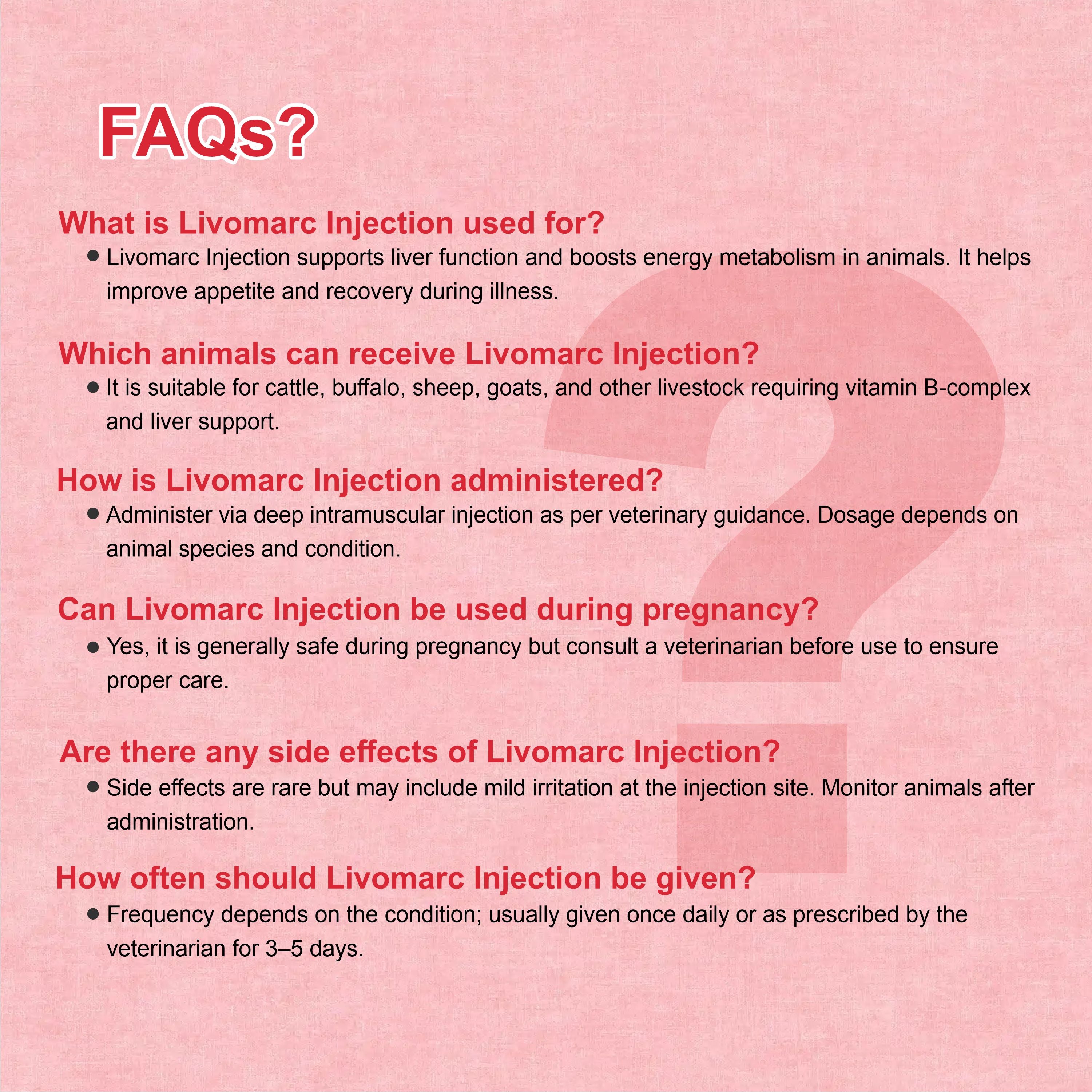Livomarc Injection 30ml – Complete Liver Tonic & Vitality Booster for Livestock (Pack of 5)