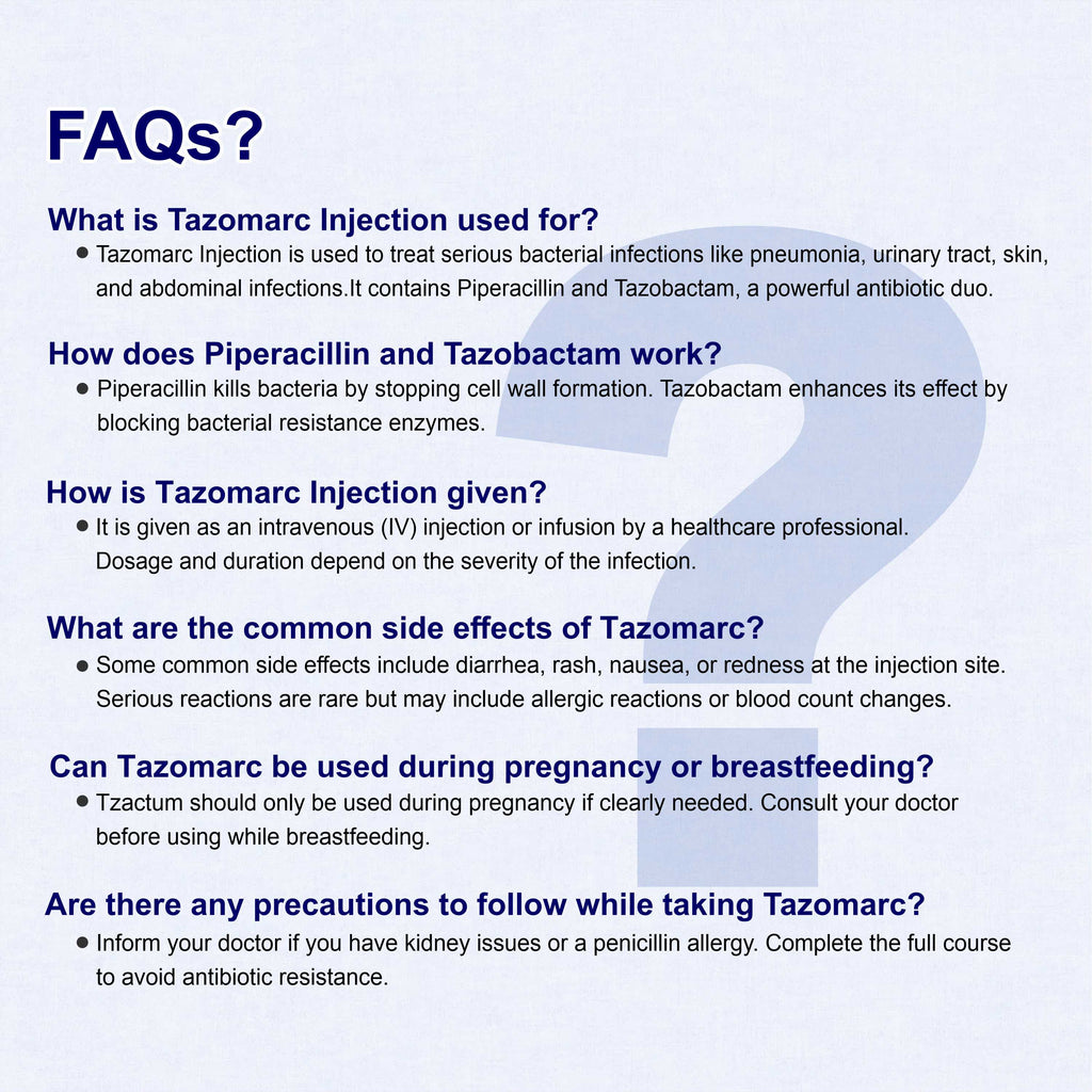 Tazomarc Piperacillin & Tazobactam Injection – Broad-Spectrum IV Antibiotic for Hospital Infections