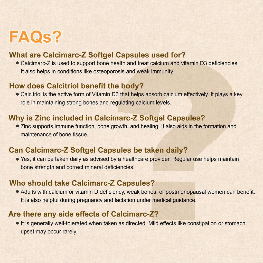 Calcimarc Z Tablets – Whole Bone & Immunity Support with Calcitriol, Calcium & Zinc(1Box)