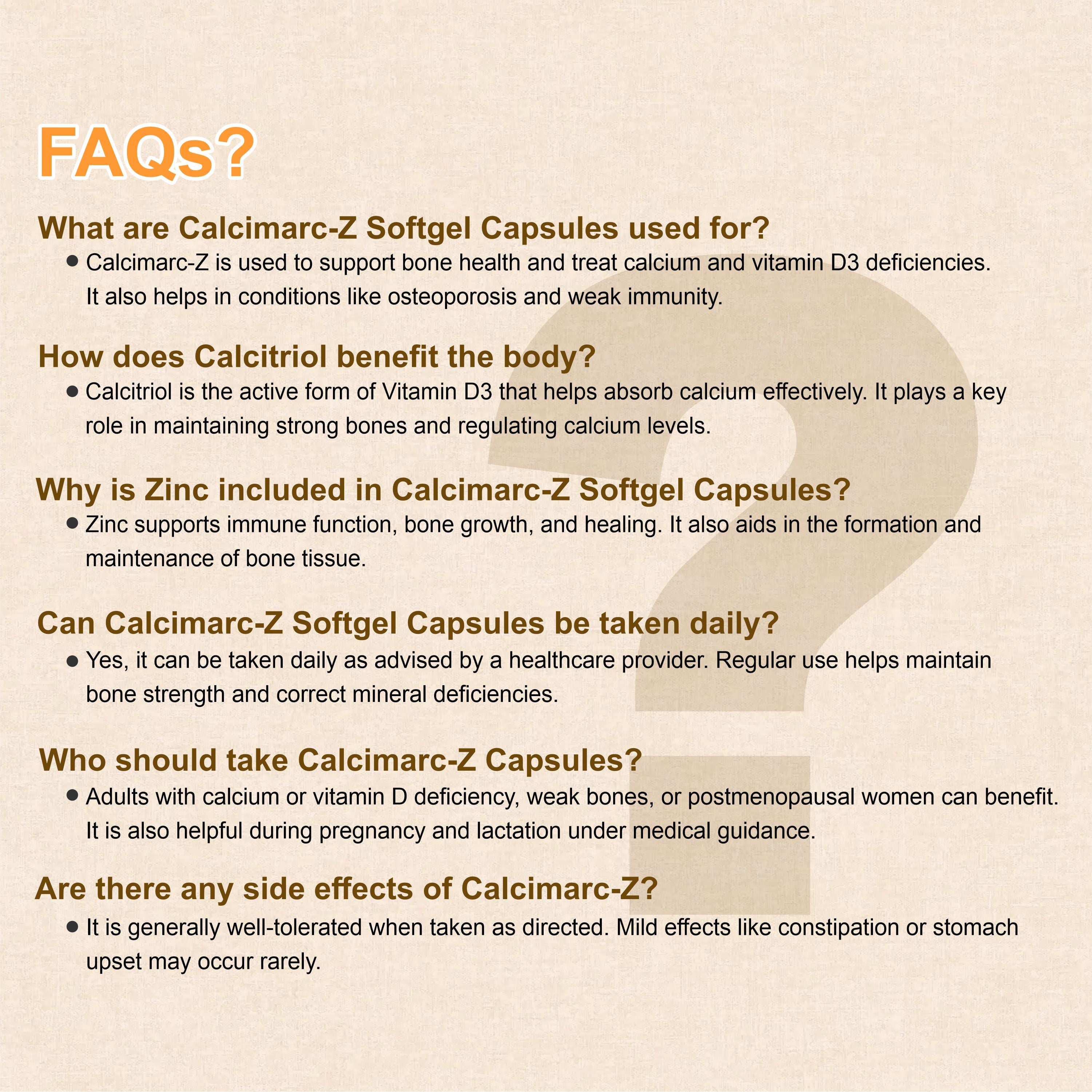 Calcimarc Z Tablets – Whole Bone & Immunity Support with Calcitriol, Calcium & Zinc(1Box)