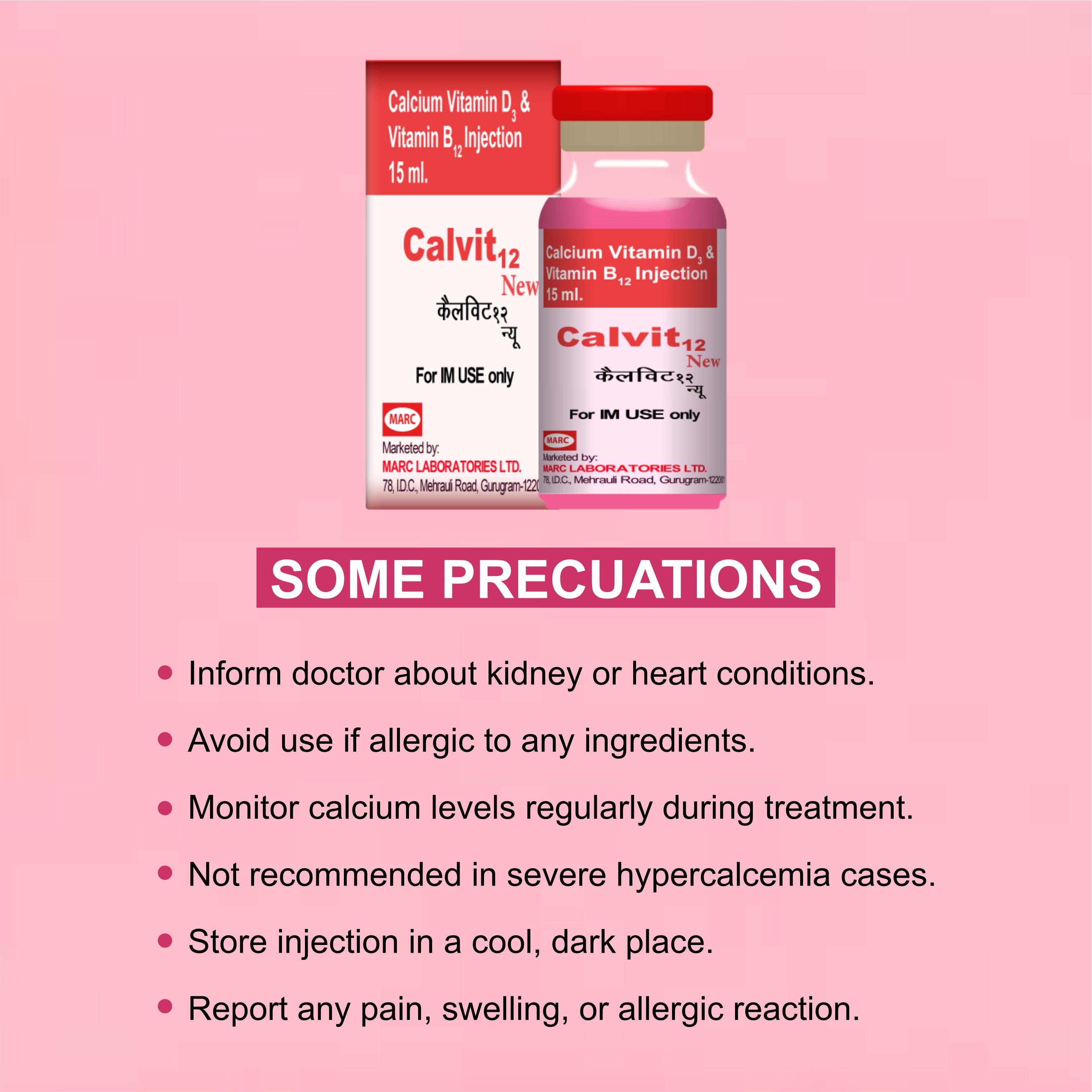 Calvit 12 Injection 15ml – Advanced Nutritional Support for Bone Health, Immunity & Energy (Pack of 6)