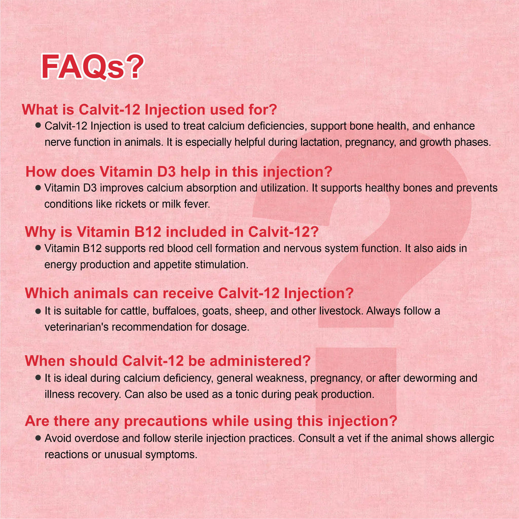 Marc Calvit 12 Injection 100ml – Calcium, Vitamin D3 & B12 Support for Livestock Health