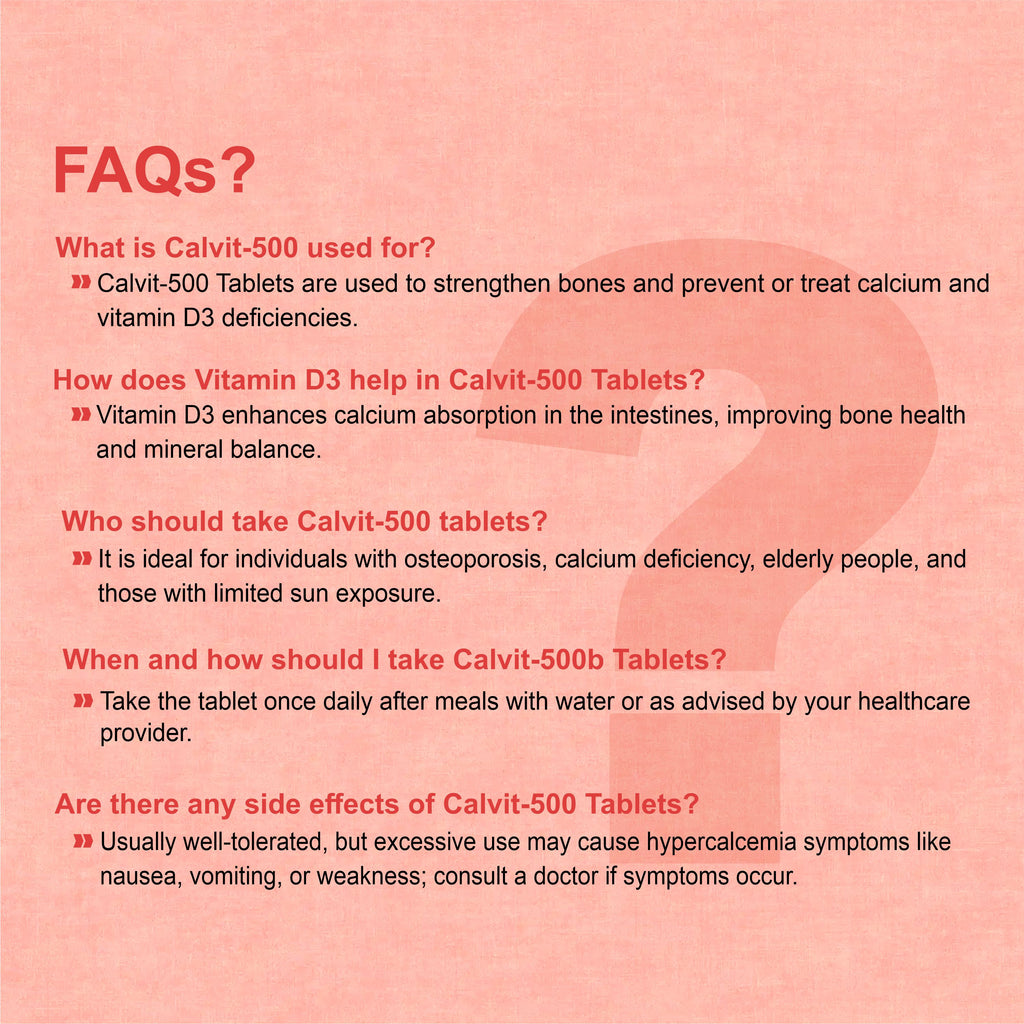Calvit 500 Tablets – Calcium & Vitamin D3 for Bone Strength and Energy (1 Box)