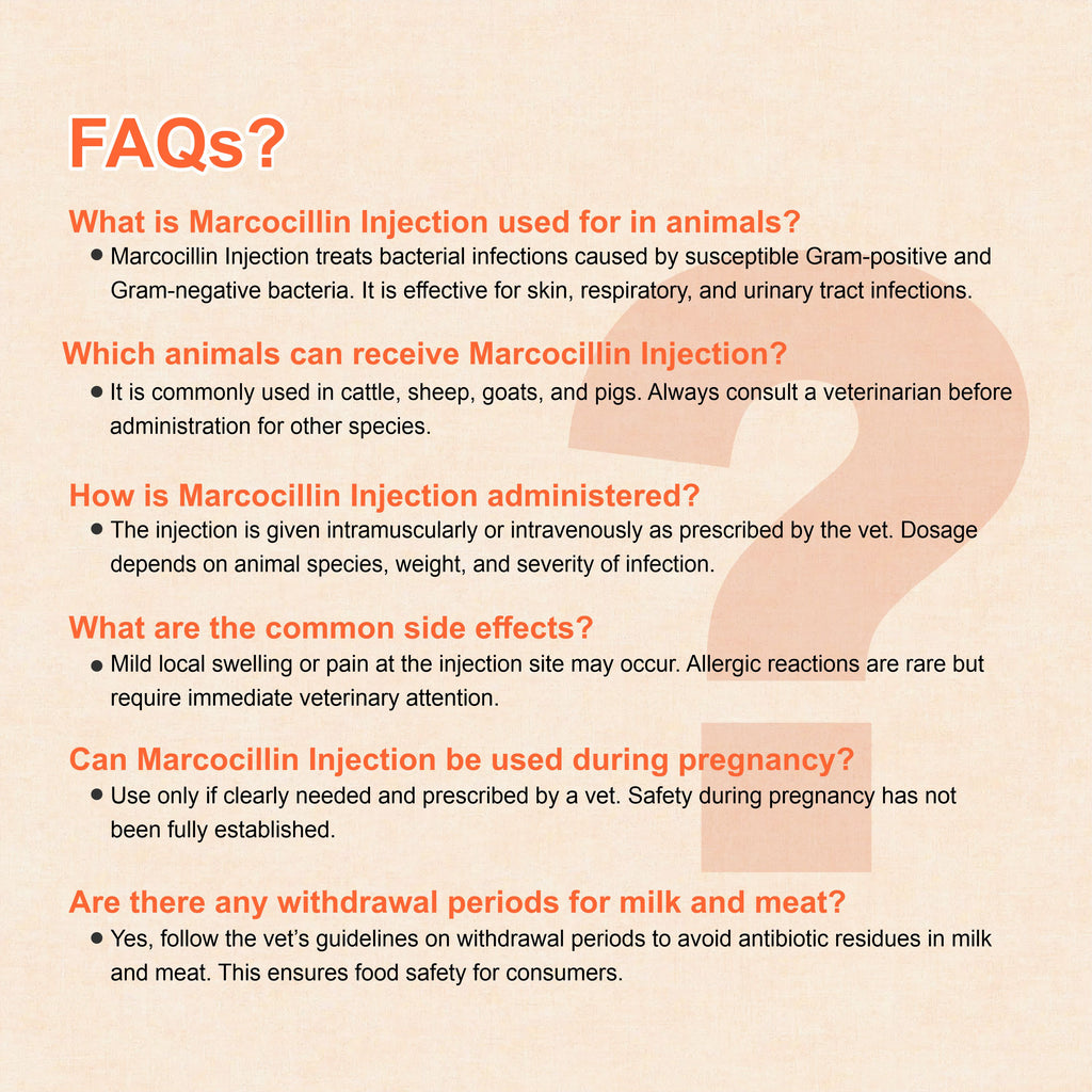 Marcocillin Injection 2.5gm Broad-Spectrum Veterinary Antibiotic with Ampicillin for Livestock & Pets (Pack of 3)