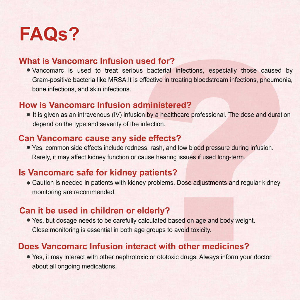 Vancomarc 500mg Vancomycin Injection – Hospital-Grade Glycopeptide Antibiotic for MRSA & Severe Infections