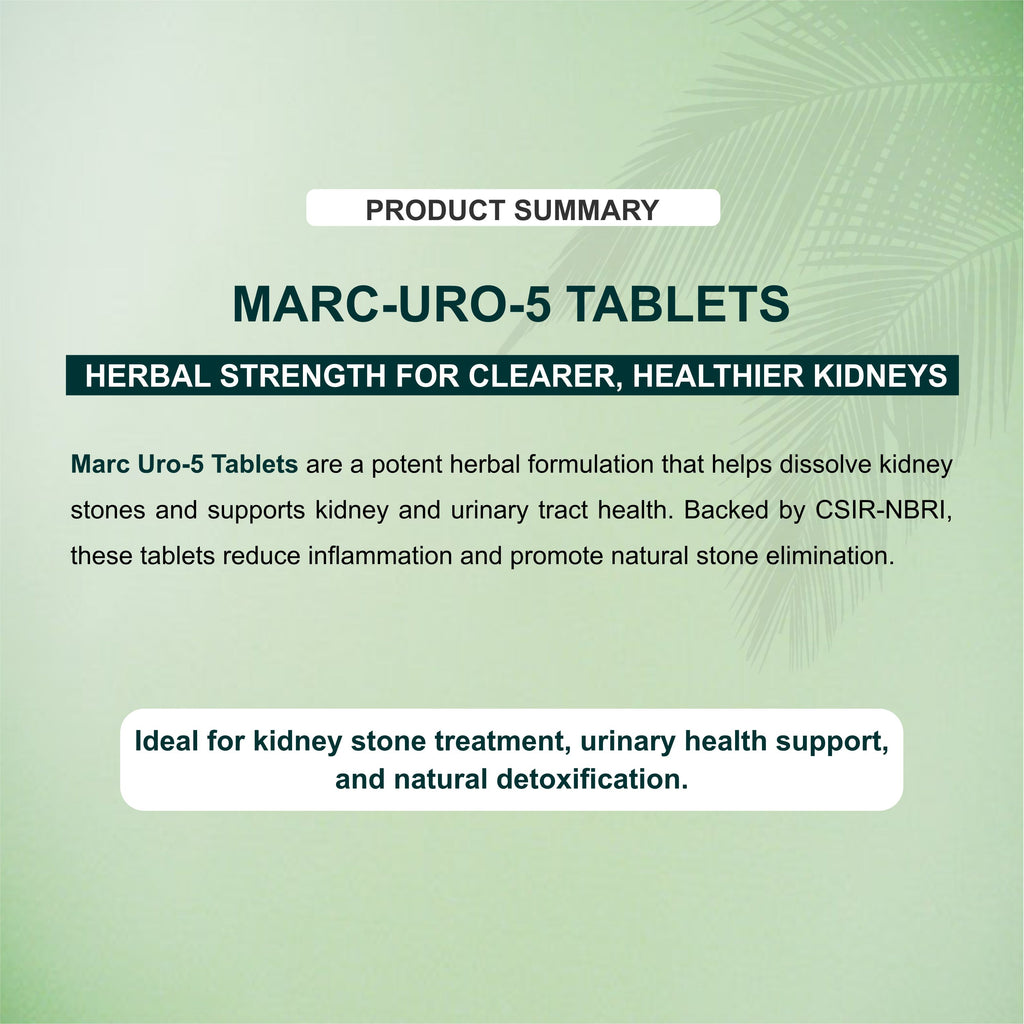 Marc URO 5 Pack of 6 – Ayurvedic Kidney Stone Dissolving & Urinary Tract Support Tablets