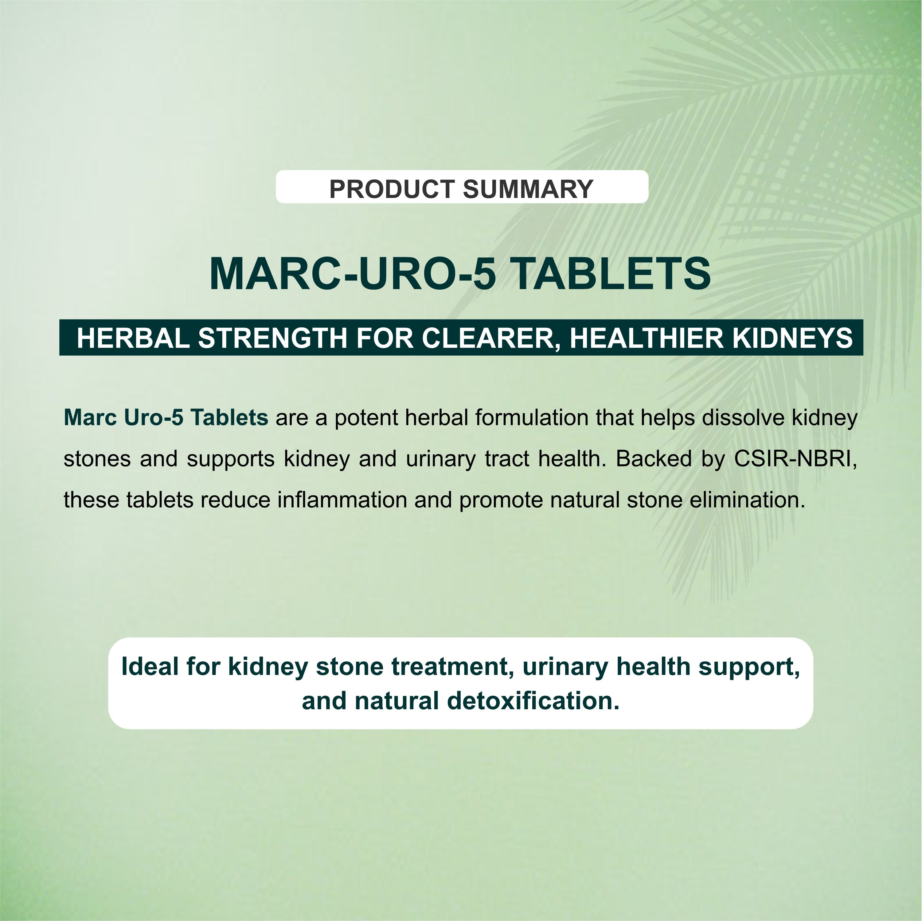 Marc URO 5 Pack of 6 – Ayurvedic Kidney Stone Dissolving & Urinary Tract Support Tablets
