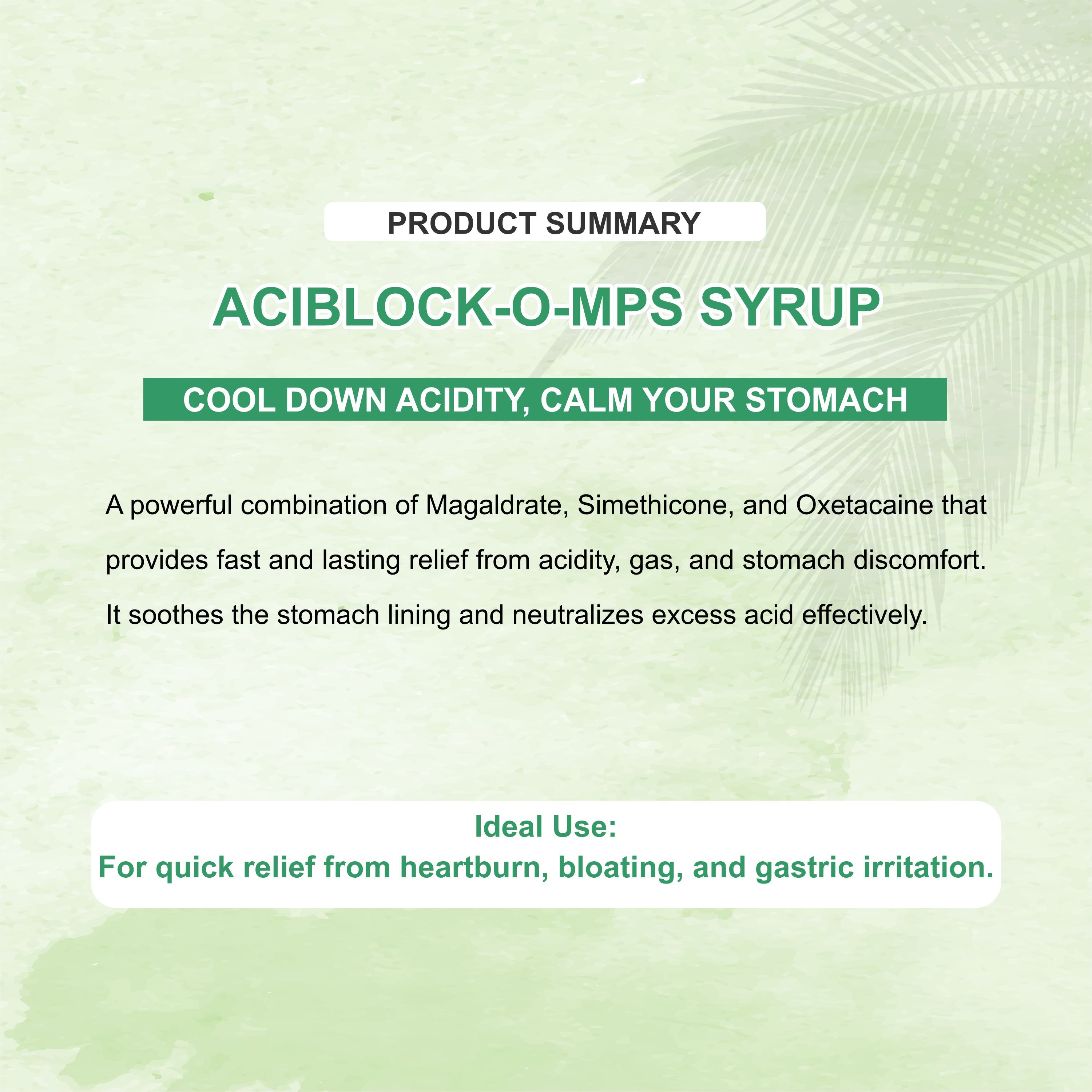 Aciblock-O Antacid Syrup – Acidity, Burping & Gastric Pain Relief with Oxetacaine