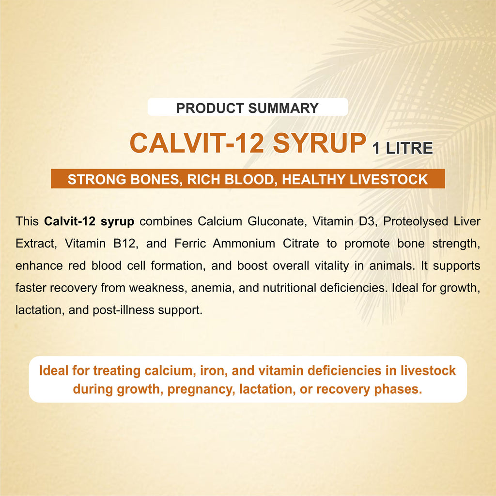 Marc Calvit 12 Syrup 1Lt – Calcium, Iron & Vitamin Supplement for Livestock