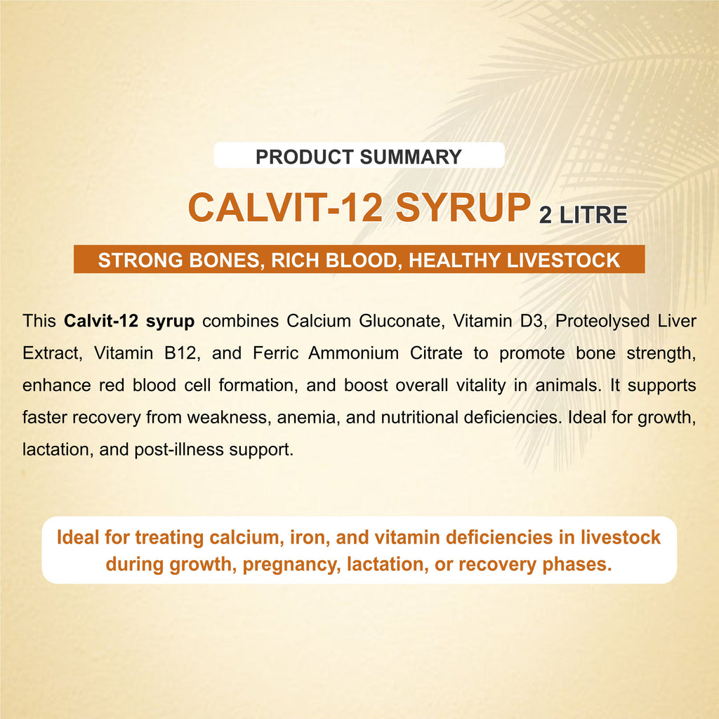 Marc Calvit 12 Syrup 2Lt – Calcium, Iron & Vitamin Supplement for Livestock