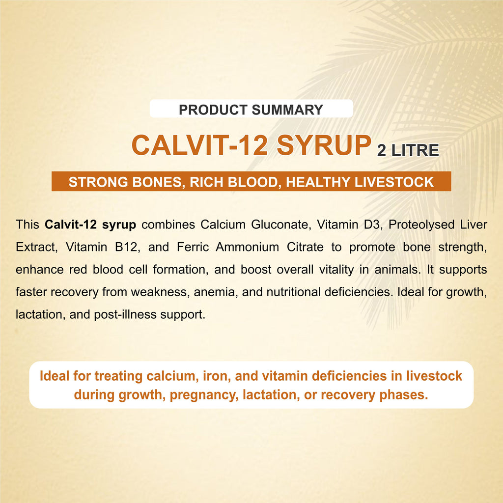 Marc Calvit 12 Syrup 5Lt – Calcium, Iron & Vitamin Supplement for Livestock