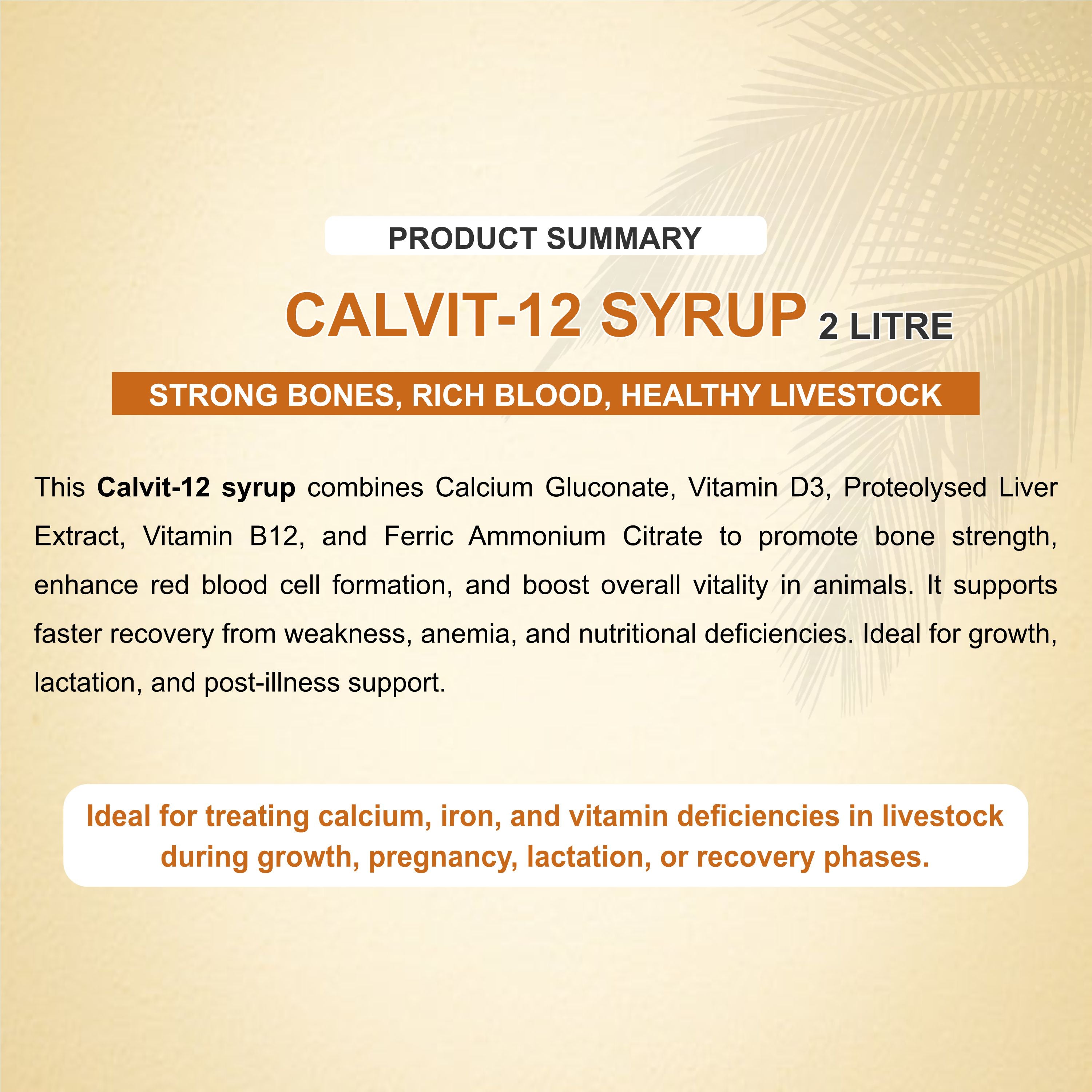 Marc Calvit 12 Syrup 5Lt – Calcium, Iron & Vitamin Supplement for Livestock