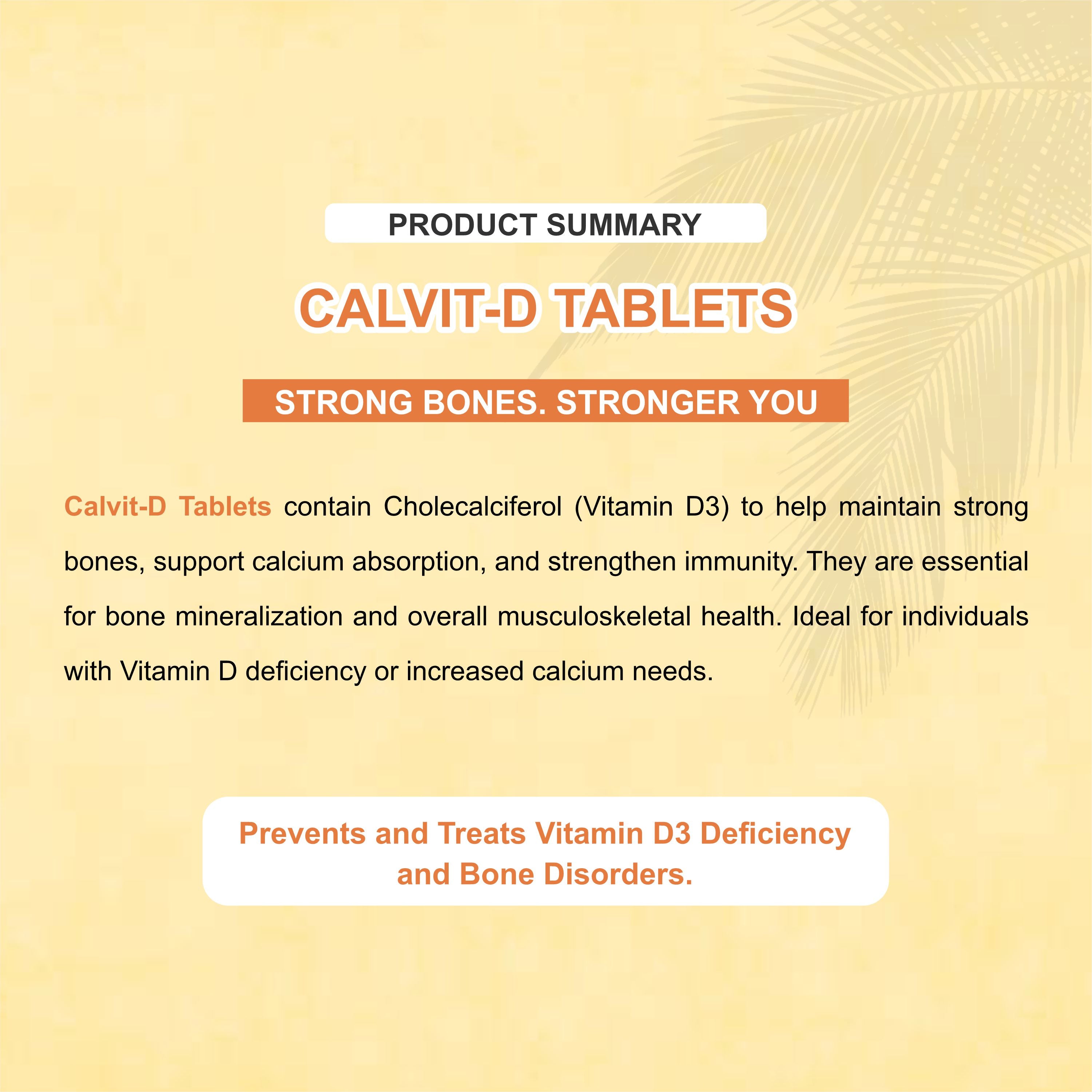 Calvit-D 60000 IU – High-Strength Vitamin D3 Chewable Tablets for Bone & Immunity Support ( Pack of 4)