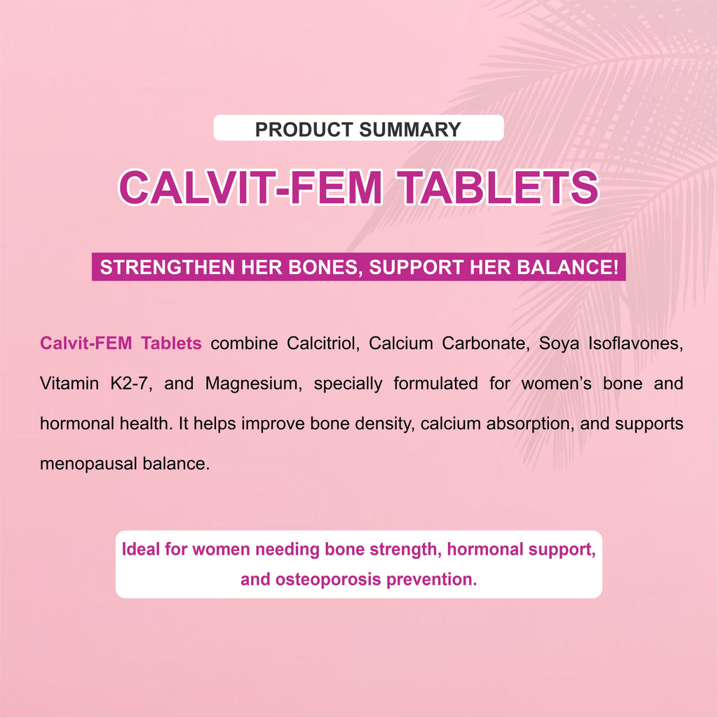 Calvit FEM Calcium & Vitamin D3 Tablet – Bone Health & Calcium Deficiency for Women