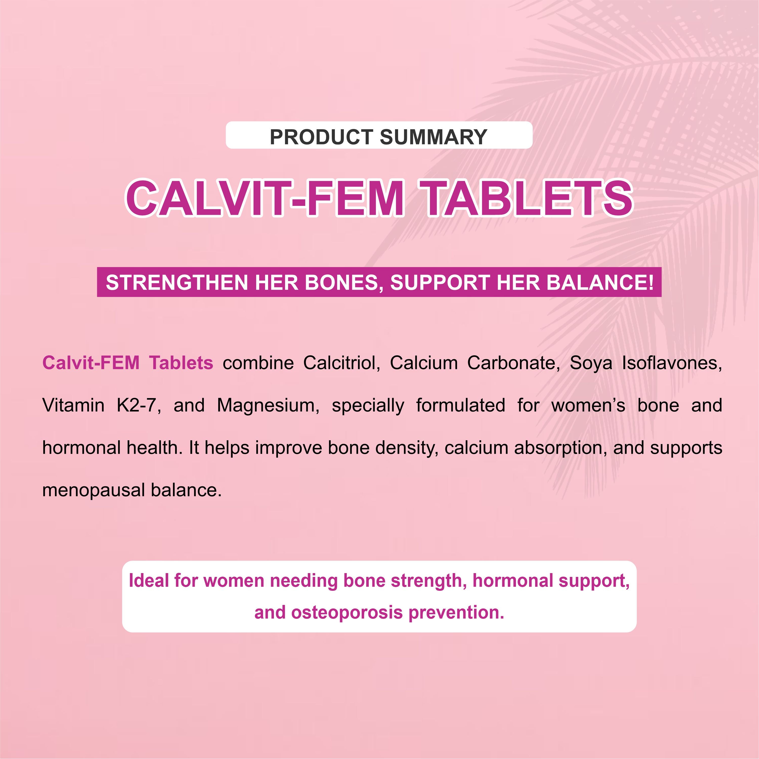 Calvit FEM Calcium & Vitamin D3 Tablet – Bone Health & Calcium Deficiency for Women