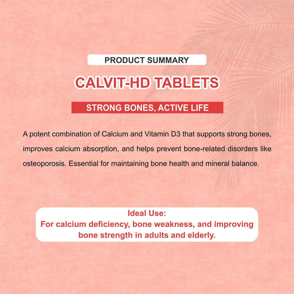 Calvit HD Tablet – Premium Calcium & Vitamin D3 Supplement for Strong Bones & Teeth (1 Box)