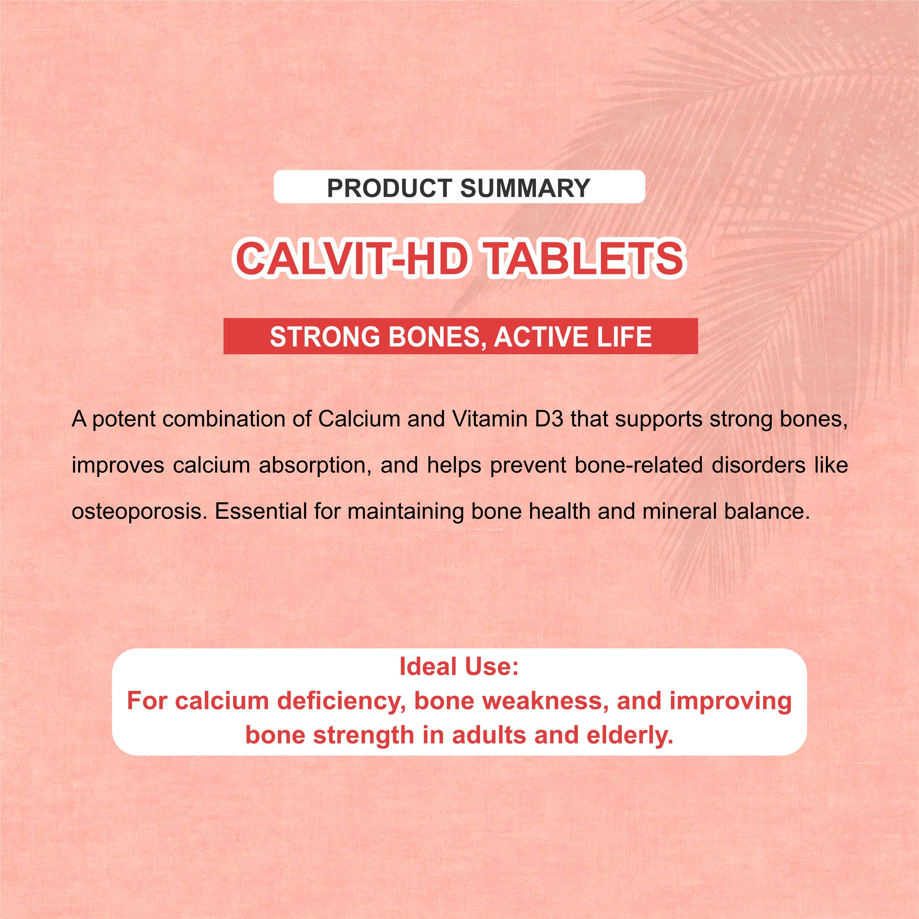Calvit HD Tablet – Premium Calcium & Vitamin D3 Supplement for Strong Bones & Teeth (1 Box)